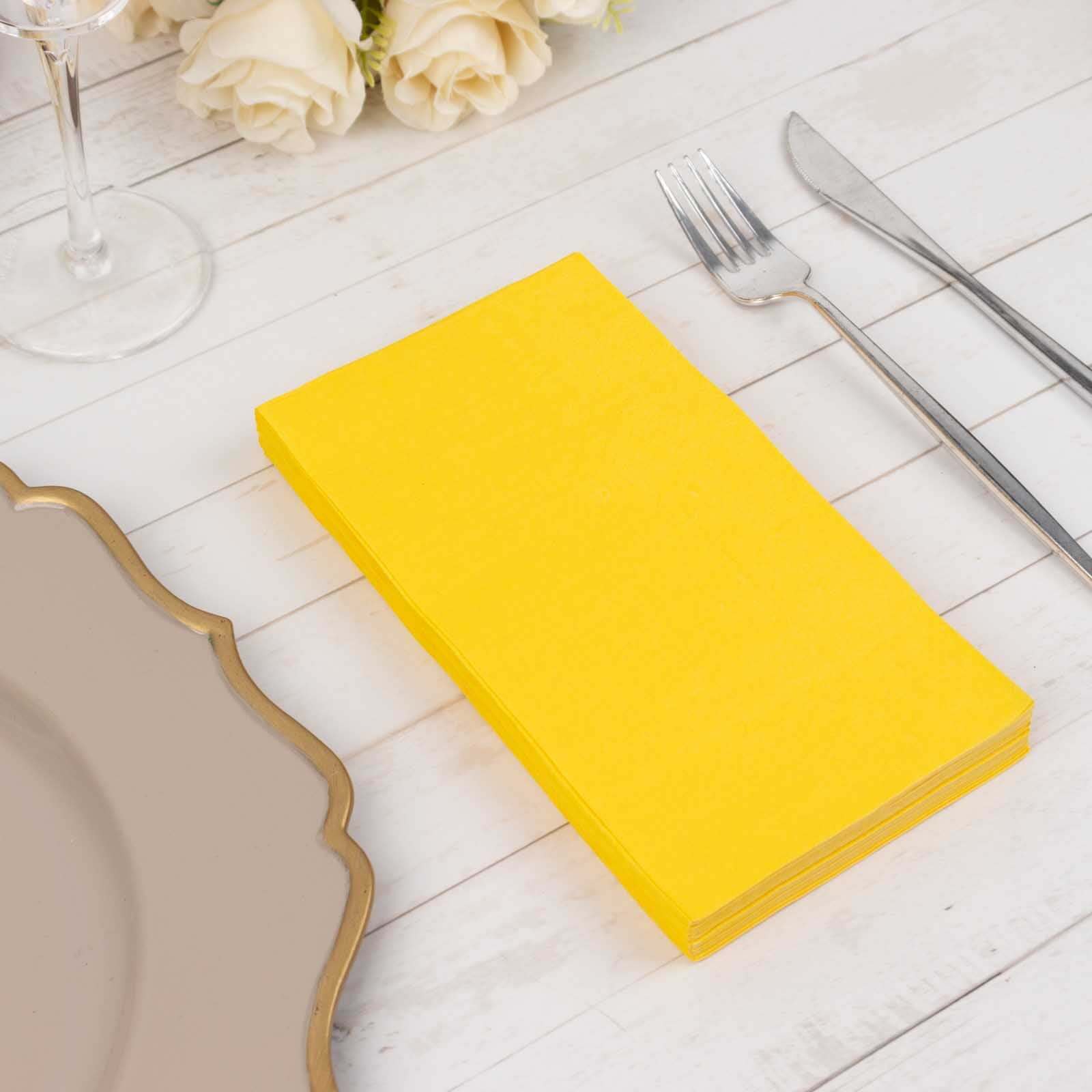 50-Pack Paper Napkins Soft Yellow - Disposable 2-Ply Cocktail and Beverage Napkins for Weddings