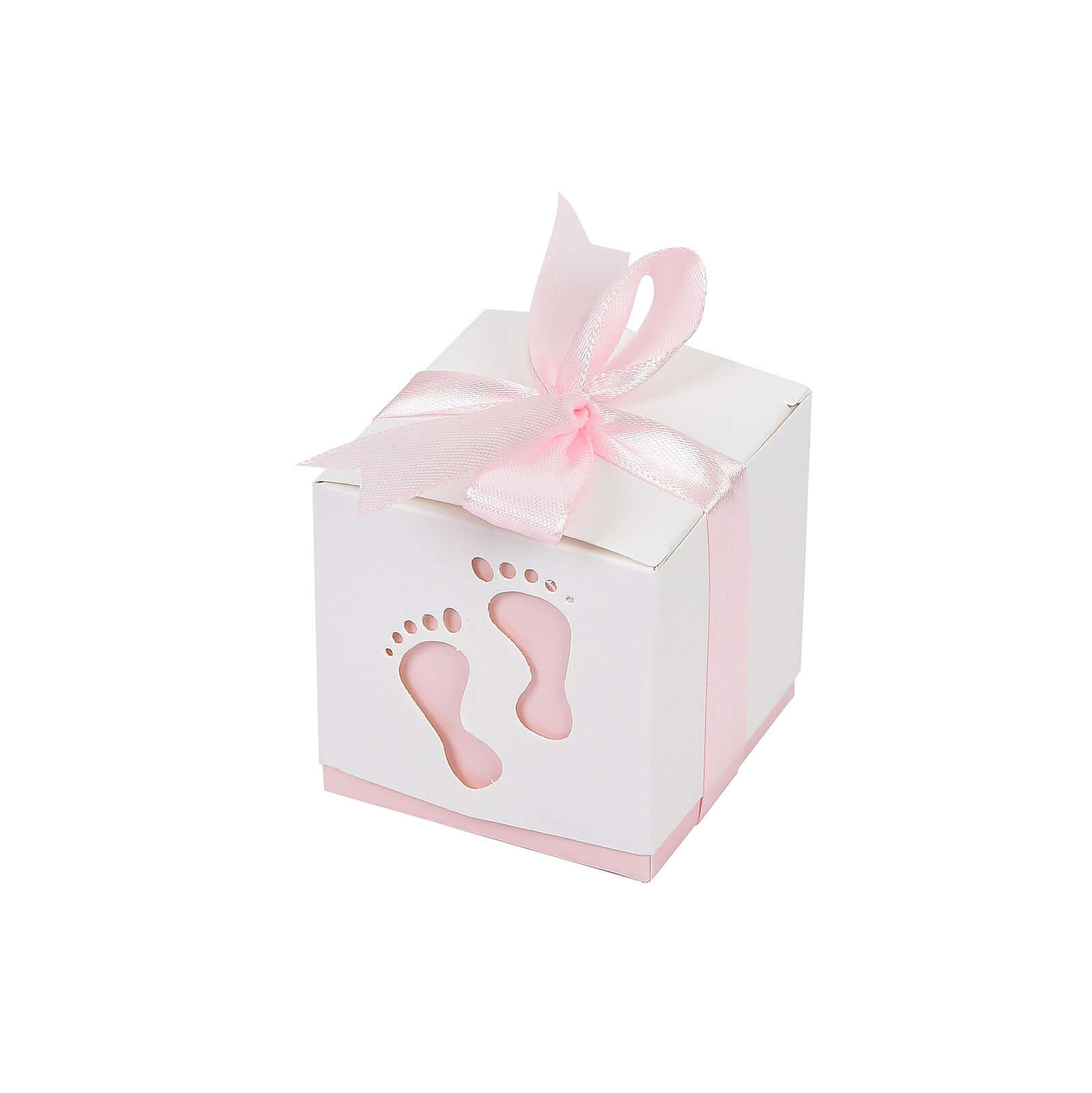 25 Pack 2 Pink Footprint Baby Shower Party Favor Candy Gift Boxes