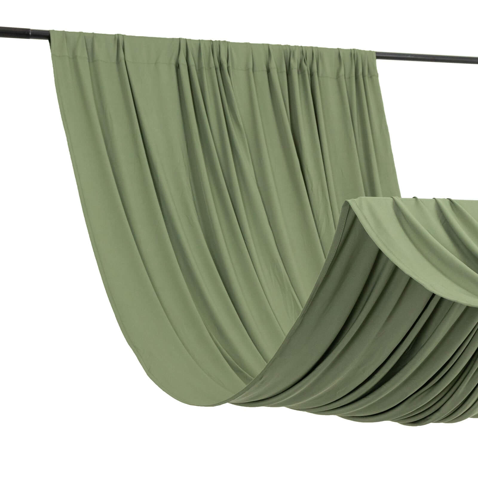 Dusty Sage Green 4-Way Stretch Spandex Event Curtain Drapes, Wrinkle Free Backdrop Event Panel with Rod Pockets - 5ftx14ft