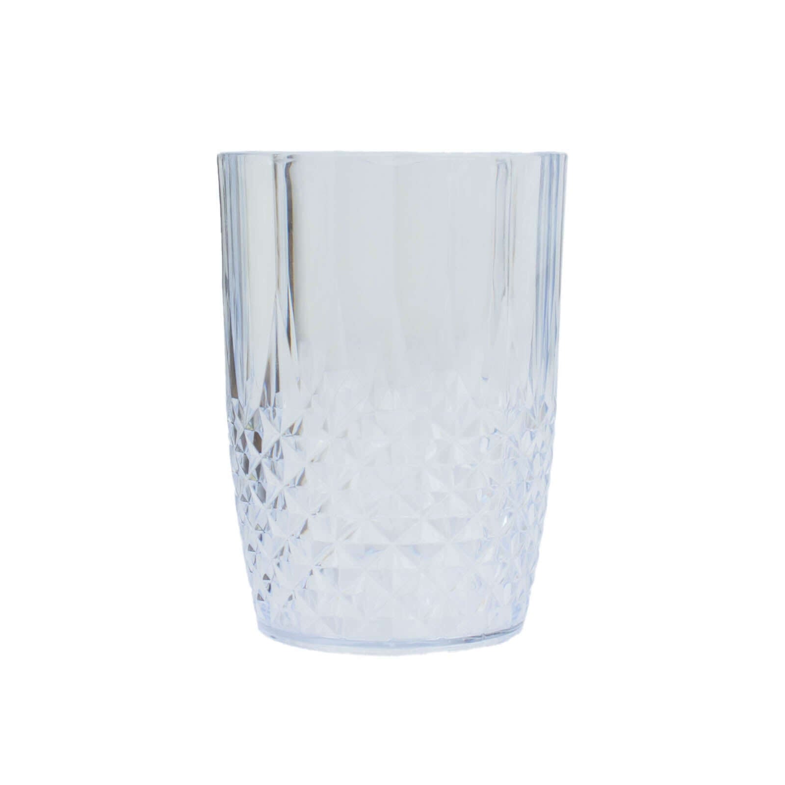 6-Pack Plastic Short Tumblers Clear Crystal Cut Style - Reusable All-Purpose Glasses 16oz