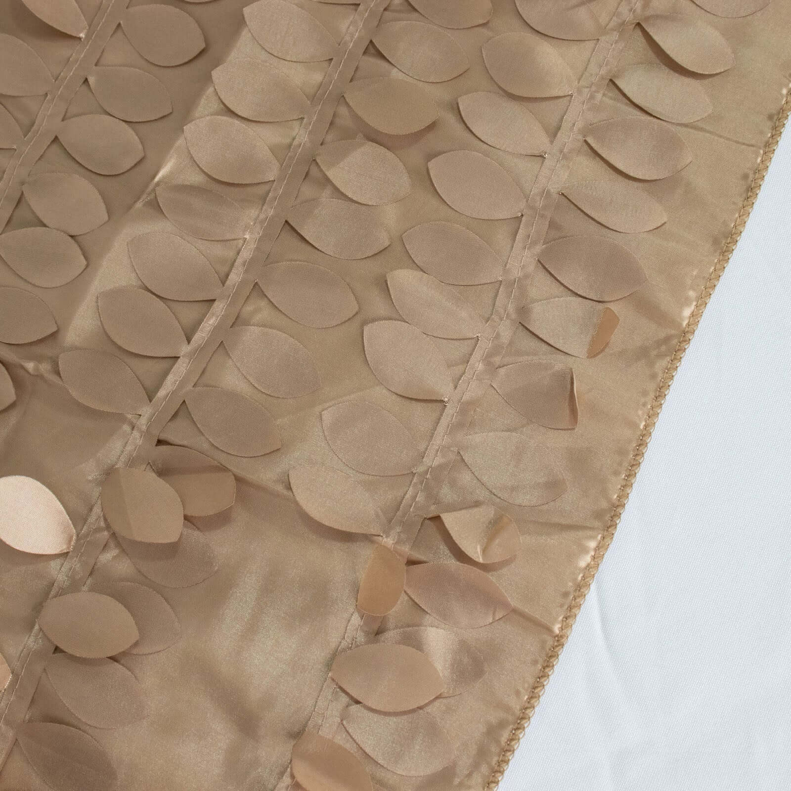 Taffeta 120 Round Tablecloth Taupe Leaf | 3D Leaf Petal Design Seamless Table Cover