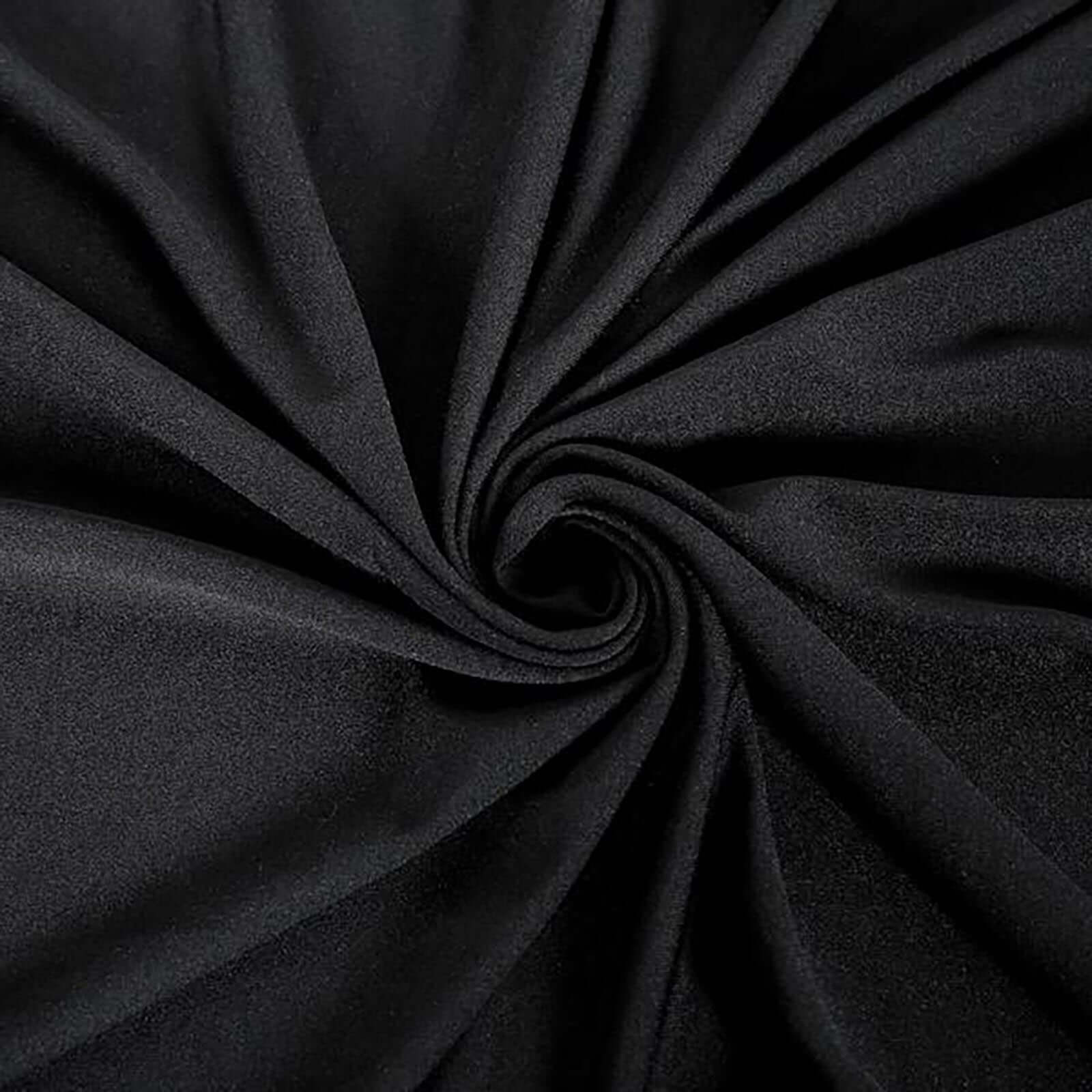 Black 4-Way Stretch Spandex Event Curtain Drapes, Wrinkle Free Backdrop Event Panel with Rod Pockets - 5ftx16ft