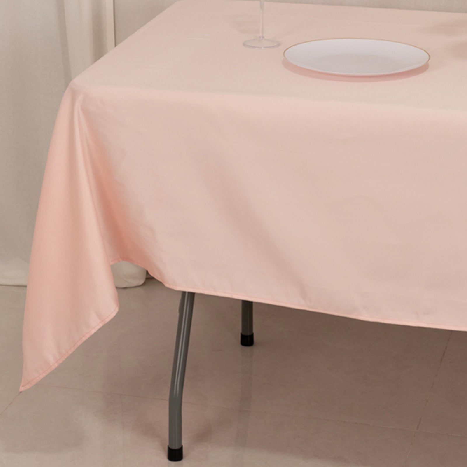 Lamour Satin 60x102 Rectangle Tablecloth Blush - Durable & Silky Soft Feel Table Cover