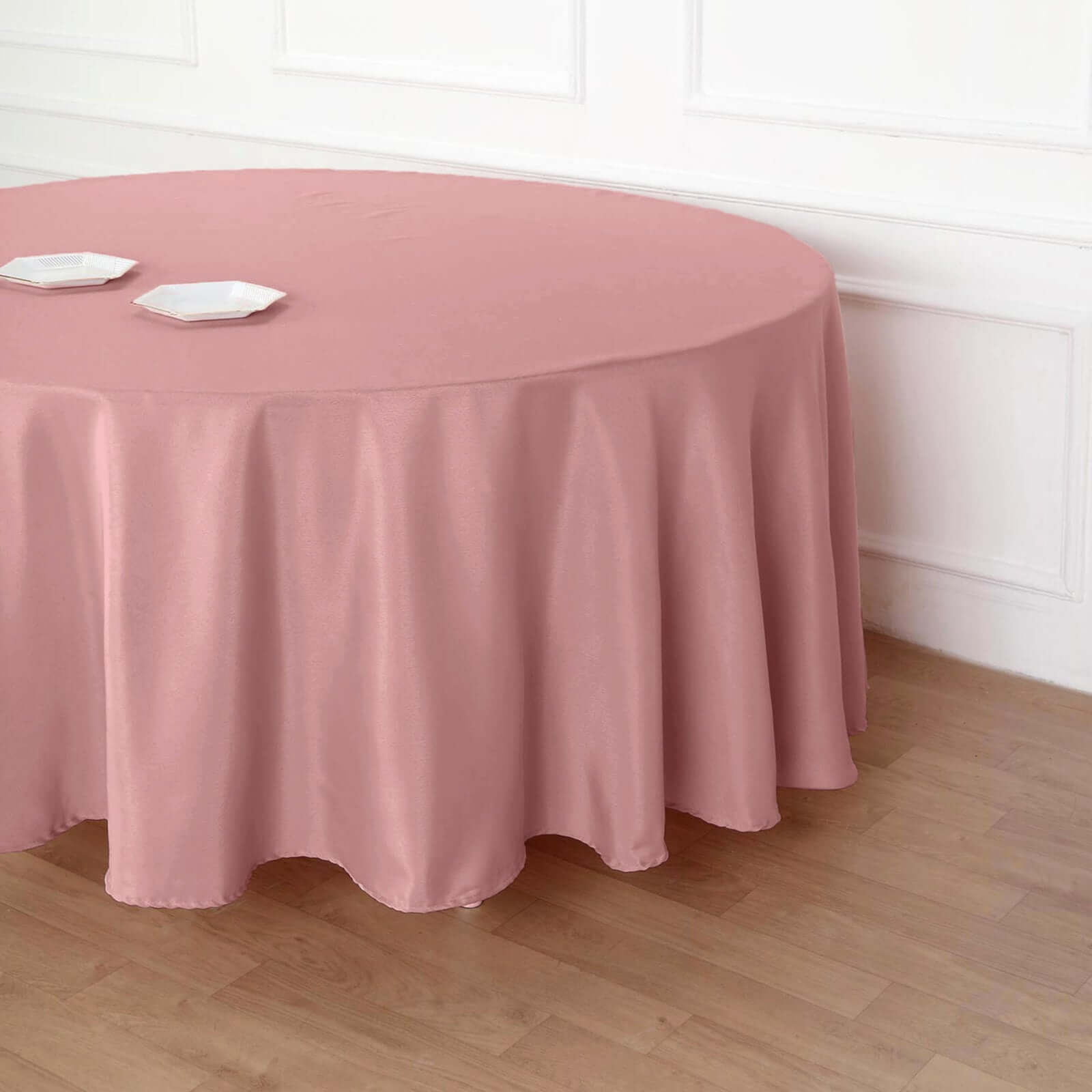 Polyester 108 Round Tablecloth Dusty Rose - Wrinkle-Resistant Table Cover