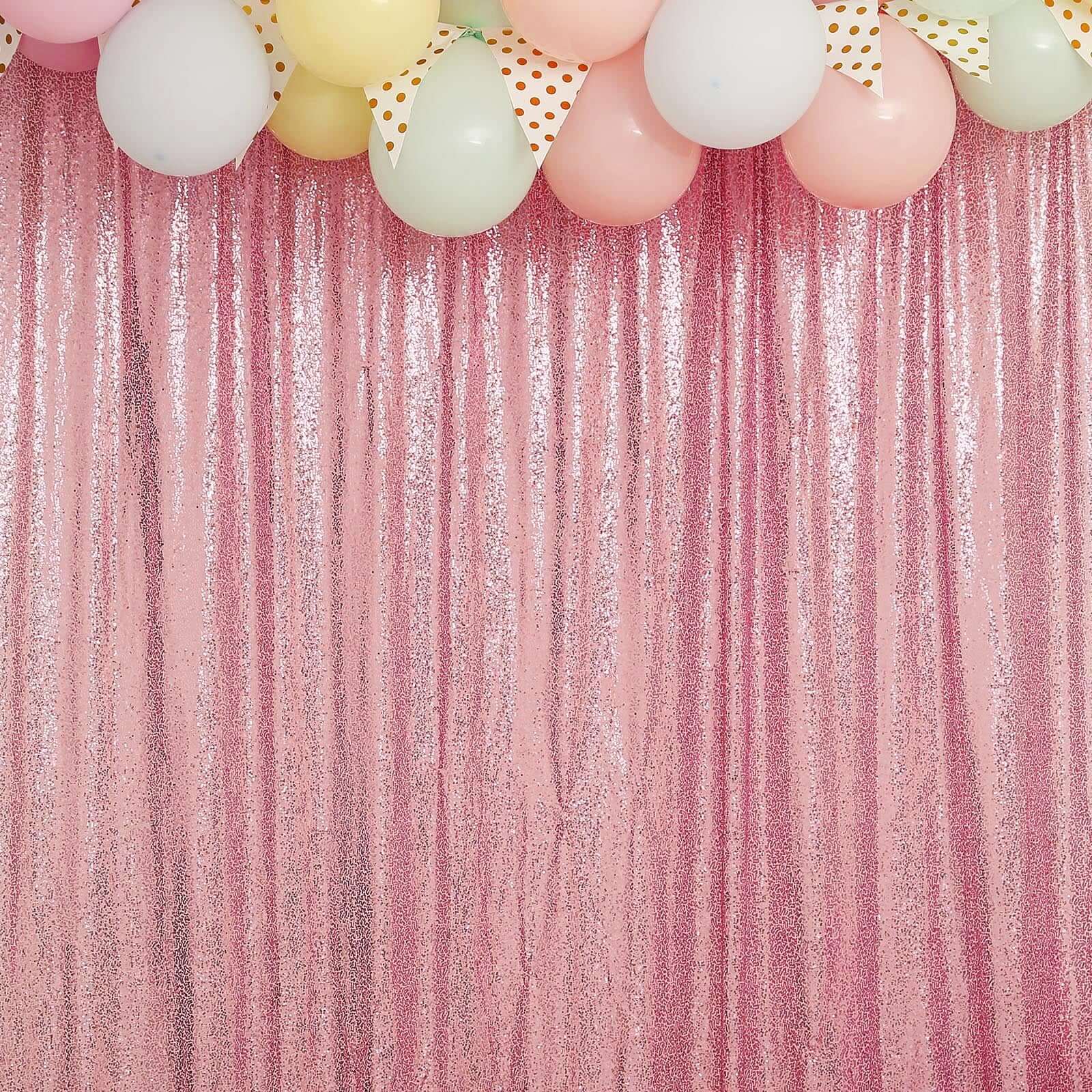 8ftx8ft Pink Sequin Event Curtain Drapes, Backdrop Event Panel