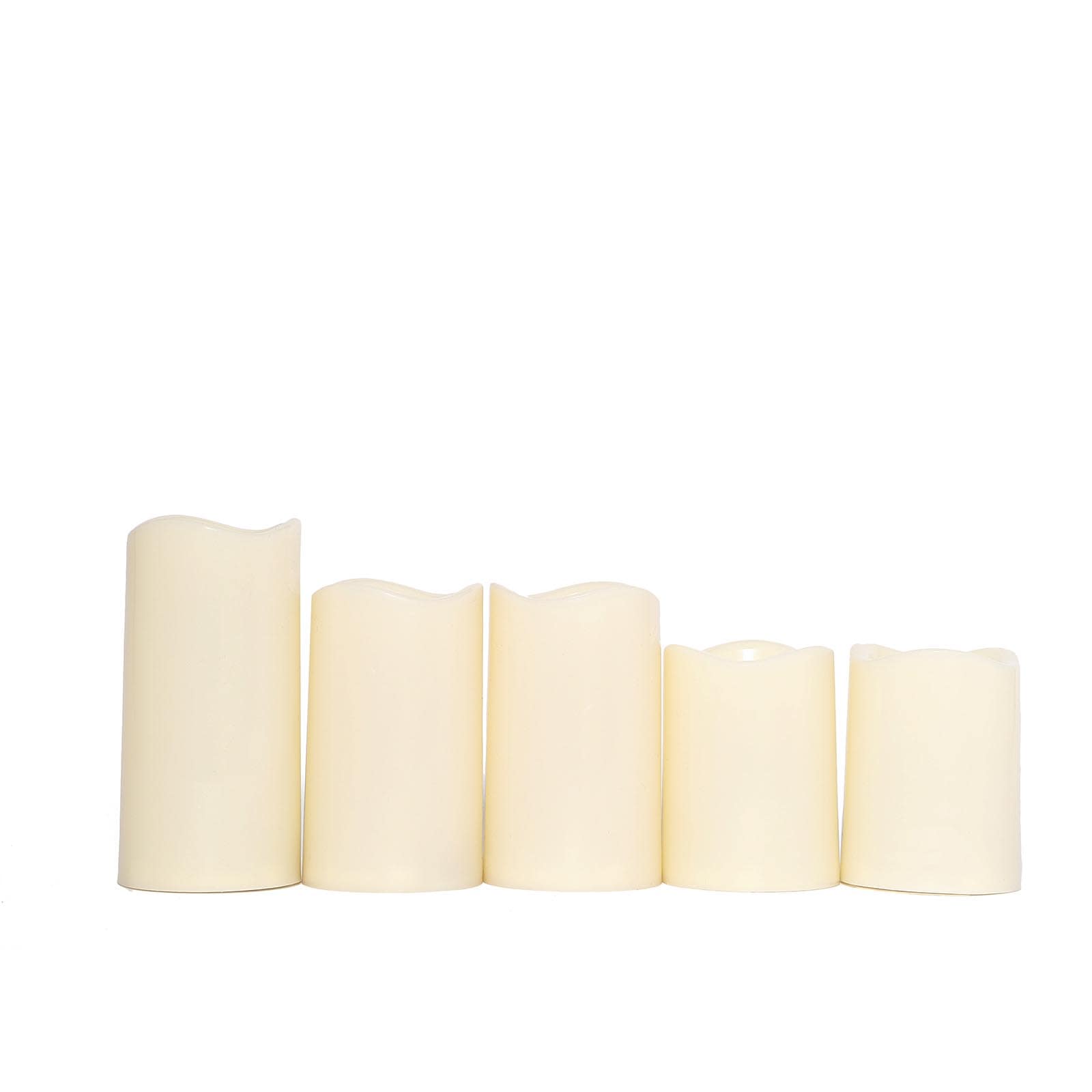 Set of 5 LED Flickering Pillar Candles Color Changing Ivory with Remote - Battery Operated 4, 5, 6