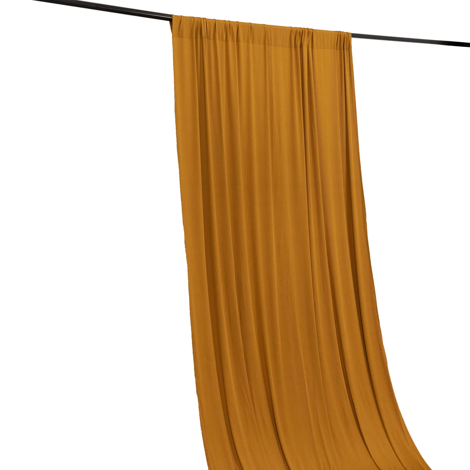 Gold 4-Way Stretch Spandex Event Curtain Drapes, Wrinkle Free Backdrop Event Panel with Rod Pockets - 5ftx18ft