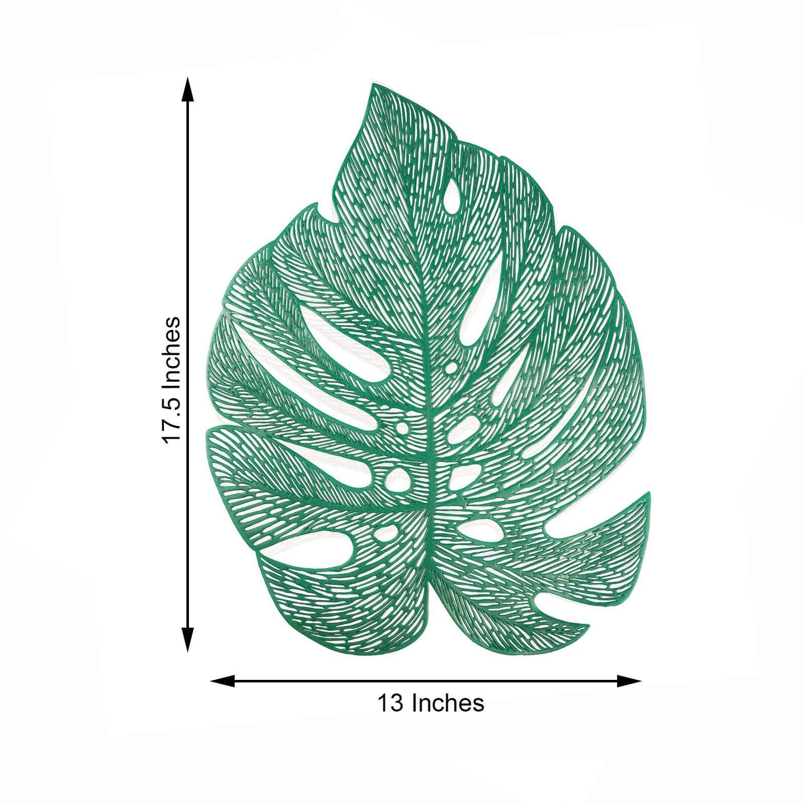 6-Pack Dining Table Mats Monstera Leaf Design Green - Vinyl Non-Slip Surface for Tropical Themes 18