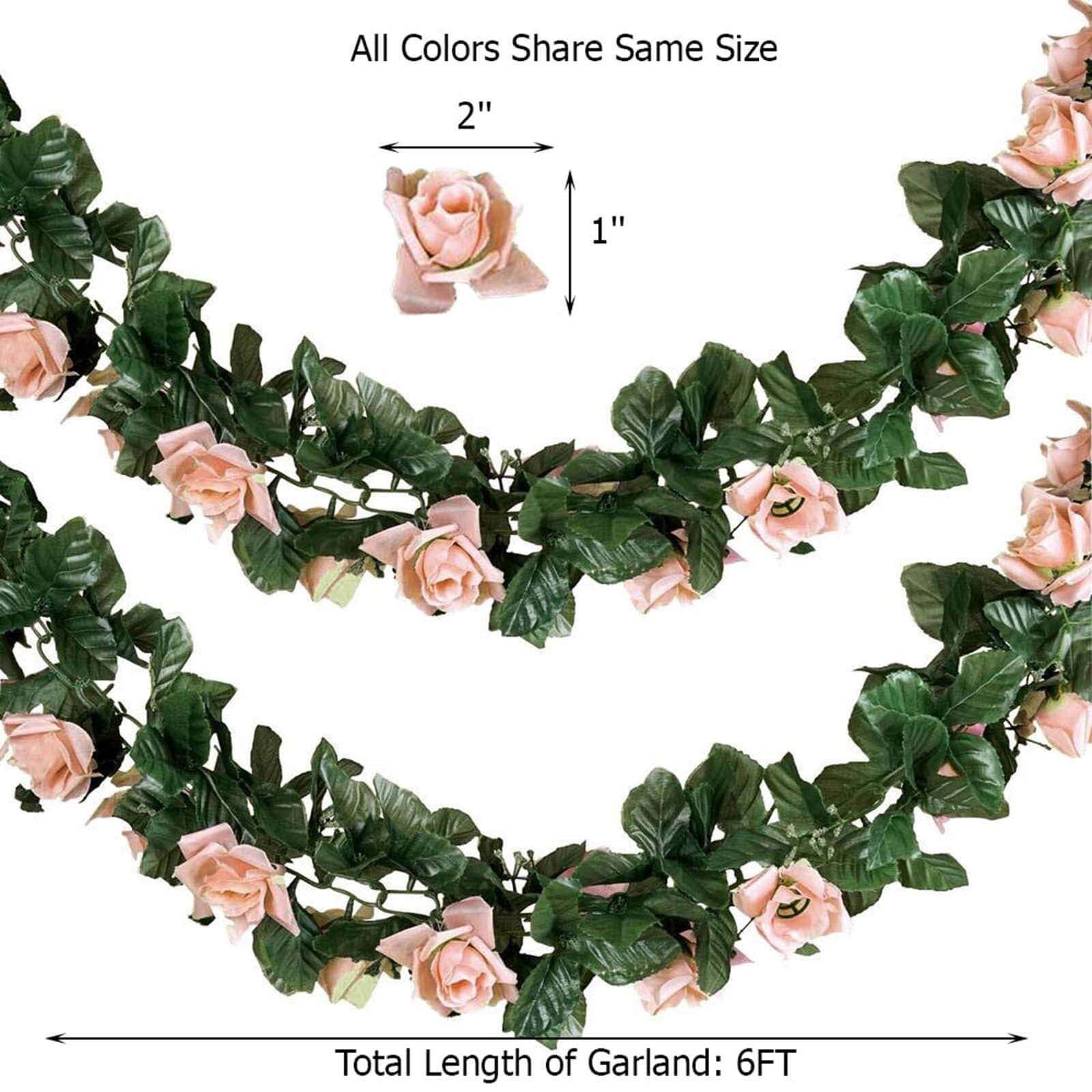 6ft Dusty Rose Artificial Silk Rose Garland UV Protected Flower Chain