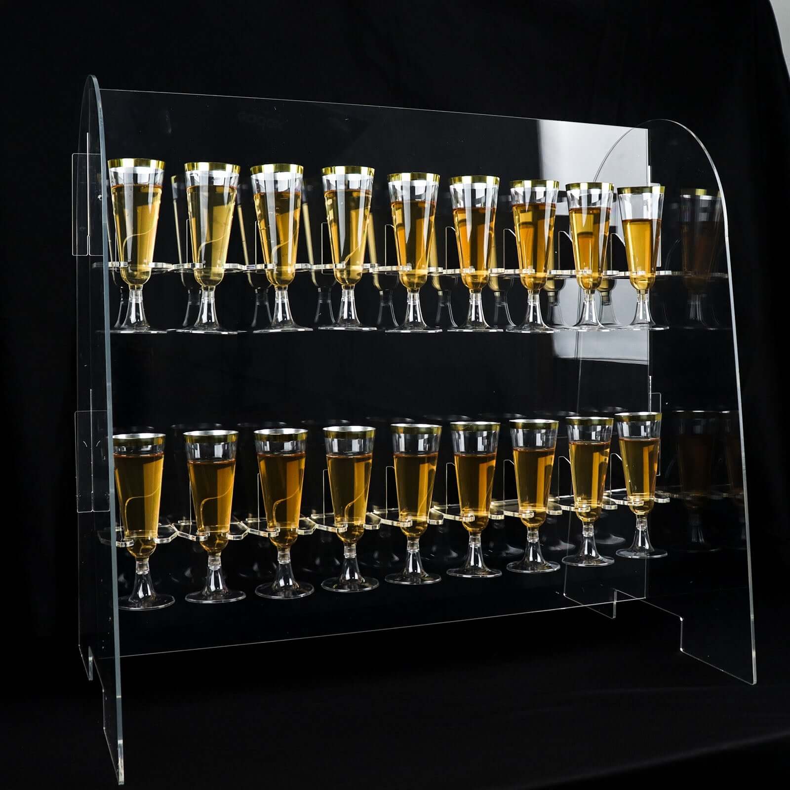 2-Tier Acrylic Champagne Glass Holder Display Stand Table Top Clear - Modern Stemware Rack Cocktail Drink Holder with 18 Hooks for Events & DIY Bars 25