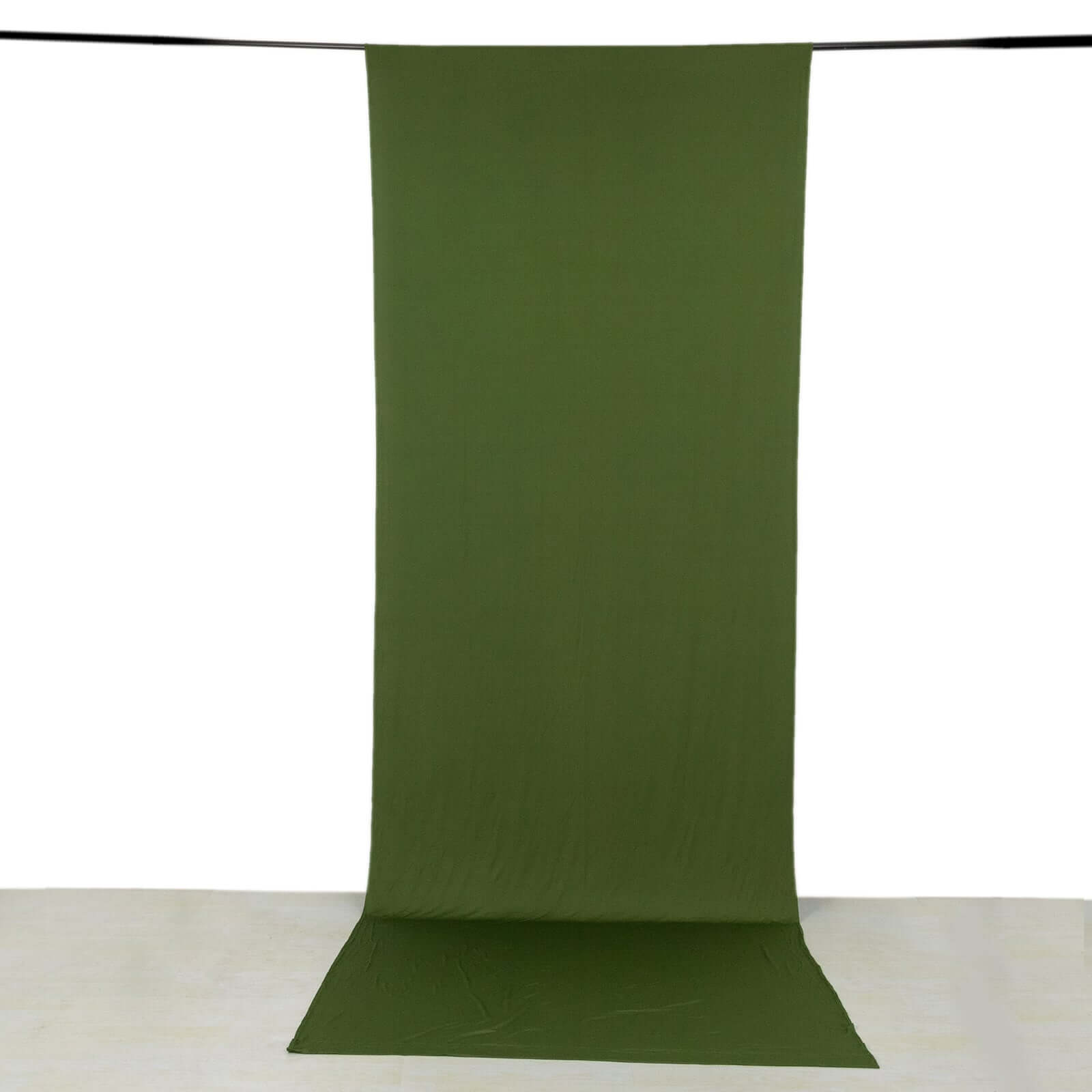 Olive Green 4-Way Stretch Spandex Event Curtain Drapes, Wrinkle Free Backdrop Event Panel with Rod Pockets - 5ftx14ft