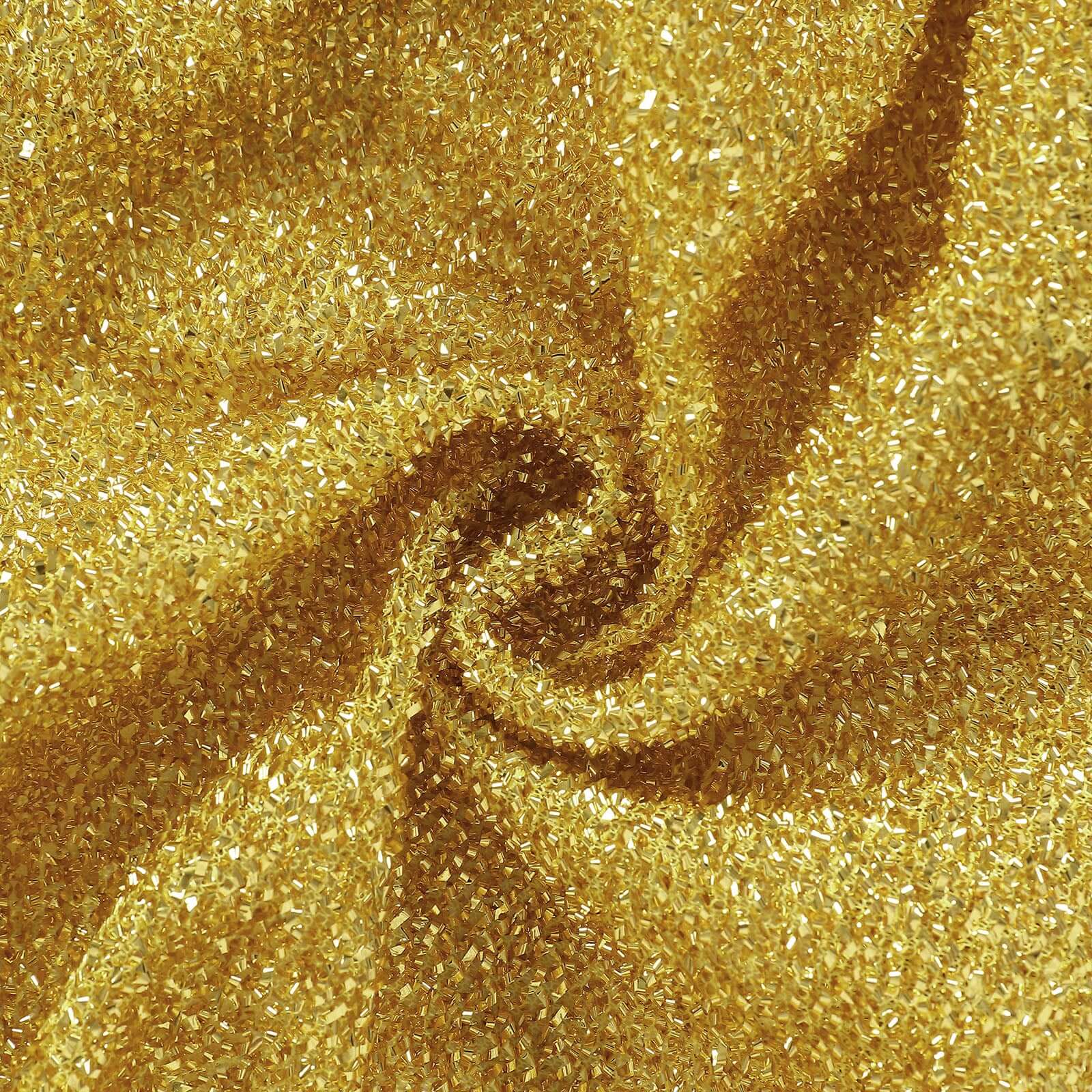 5ft Gold Shimmer Tinsel Spandex Chiara Backdrop Stand Cover For Fitted Round Top Wedding Arch