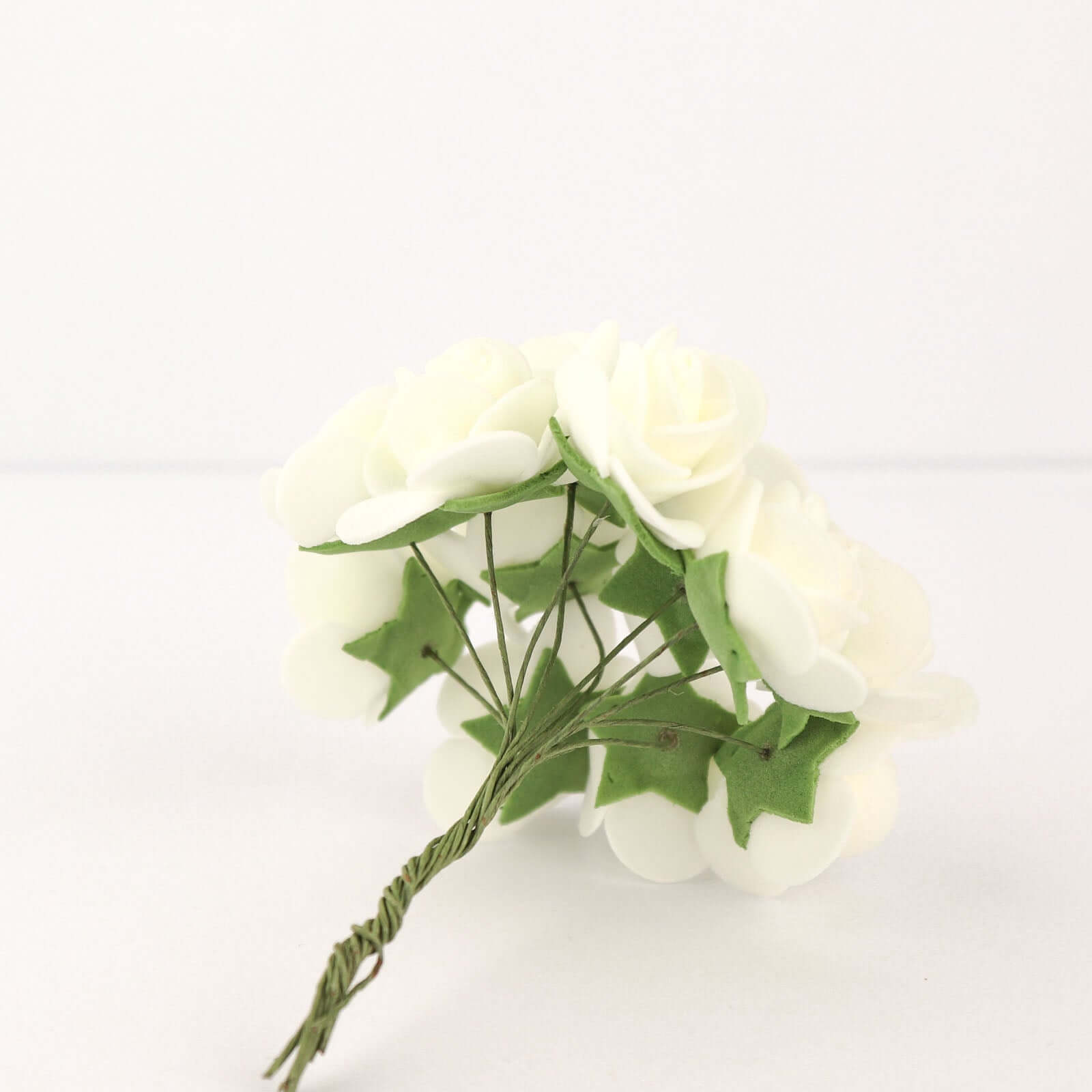 48 Roses 1 Ivory Real Touch Artificial DIY Foam Rose Flowers With Stem, Craft Rose Buds