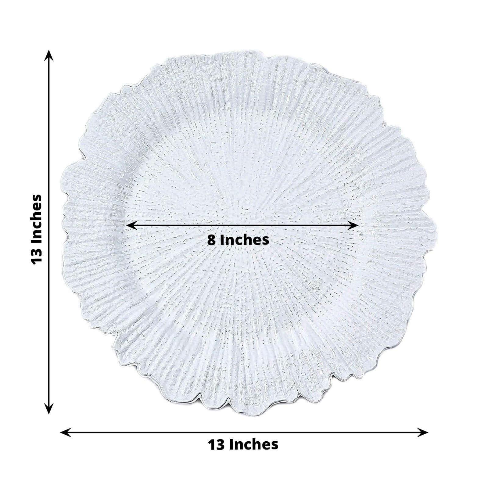 6-Pack Acrylic Plastic Round Charger Plates 13 in White with Reef Design, Classy Dinner Party Charger Tableware