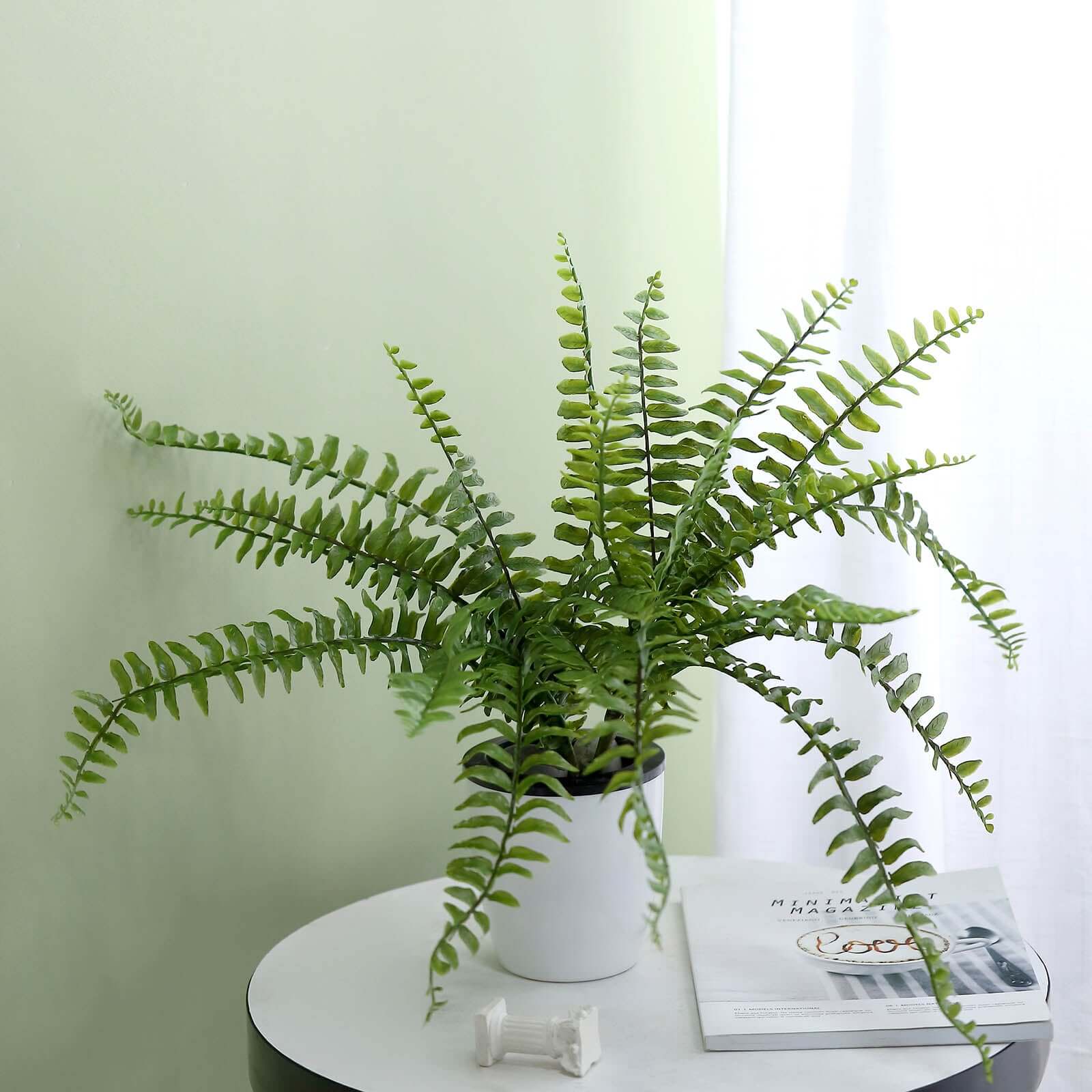 20 Artificial Boston Fern Green Leaf Plant, Premium Real Touch Indoor Spray