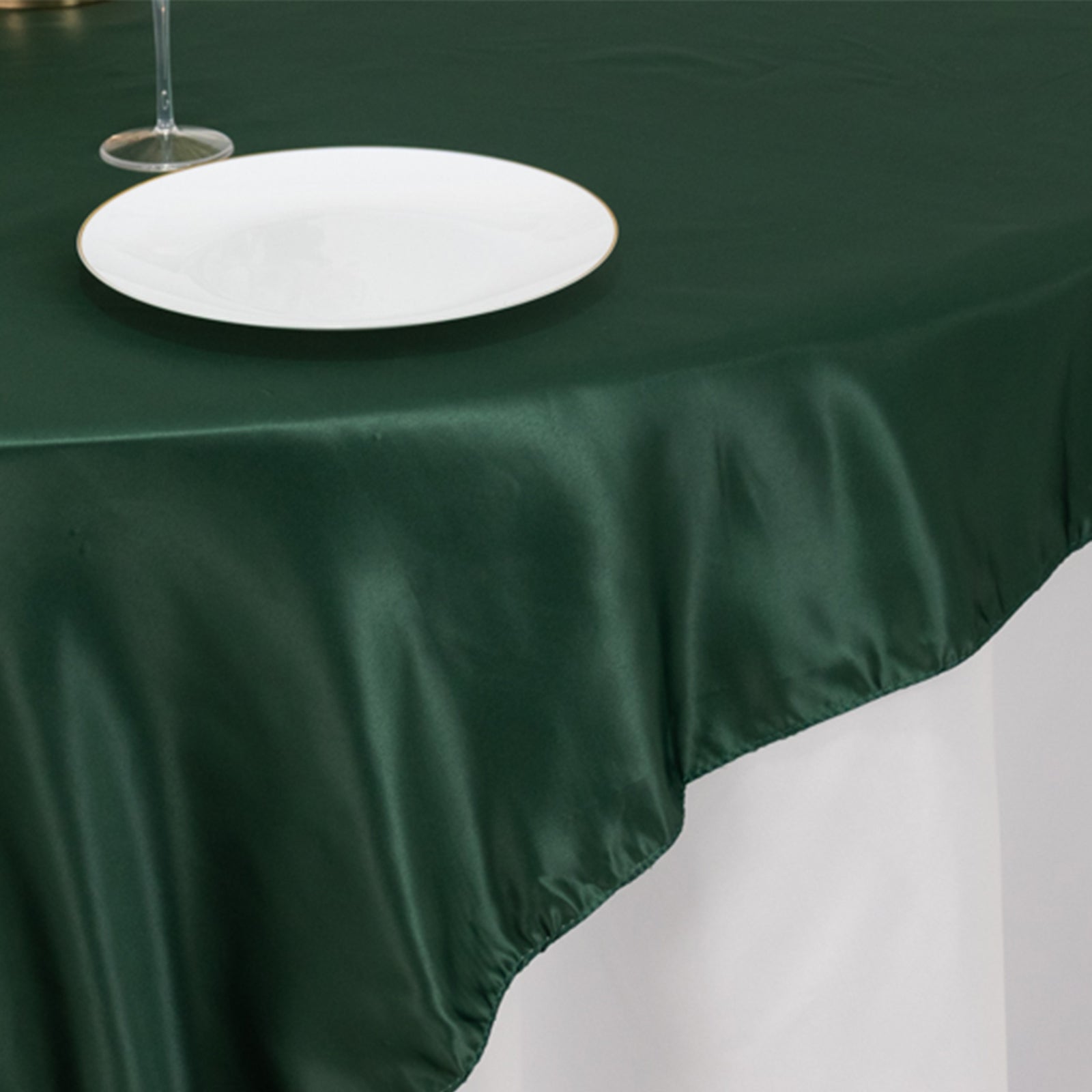 Lamour Satin 72x72 Table Overlay Square Tablecloth Hunter Emerald Green - Smooth Finish Table Topper