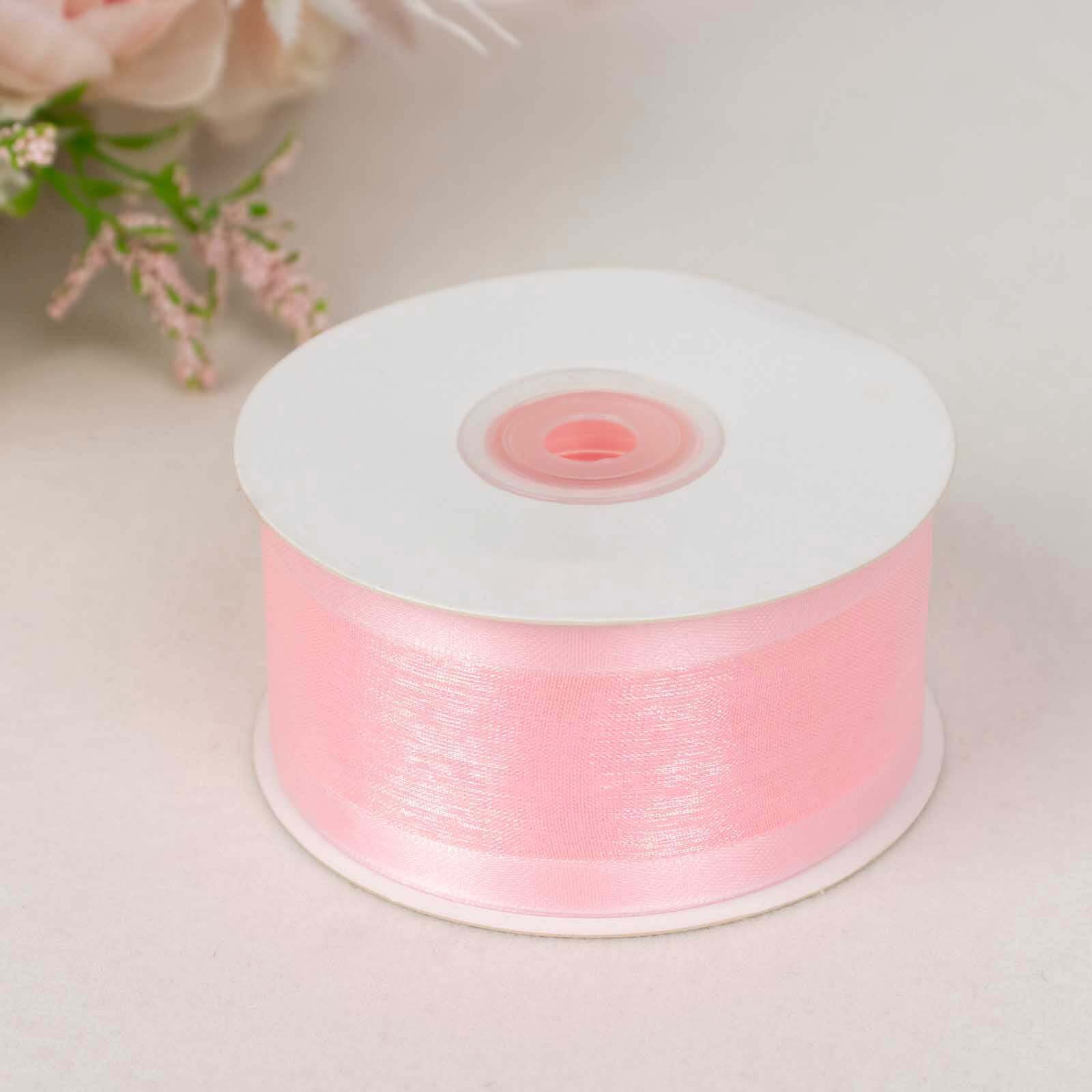 25 Yards 1.5 Blush Sheer Organza Ribbon With Satin Edges