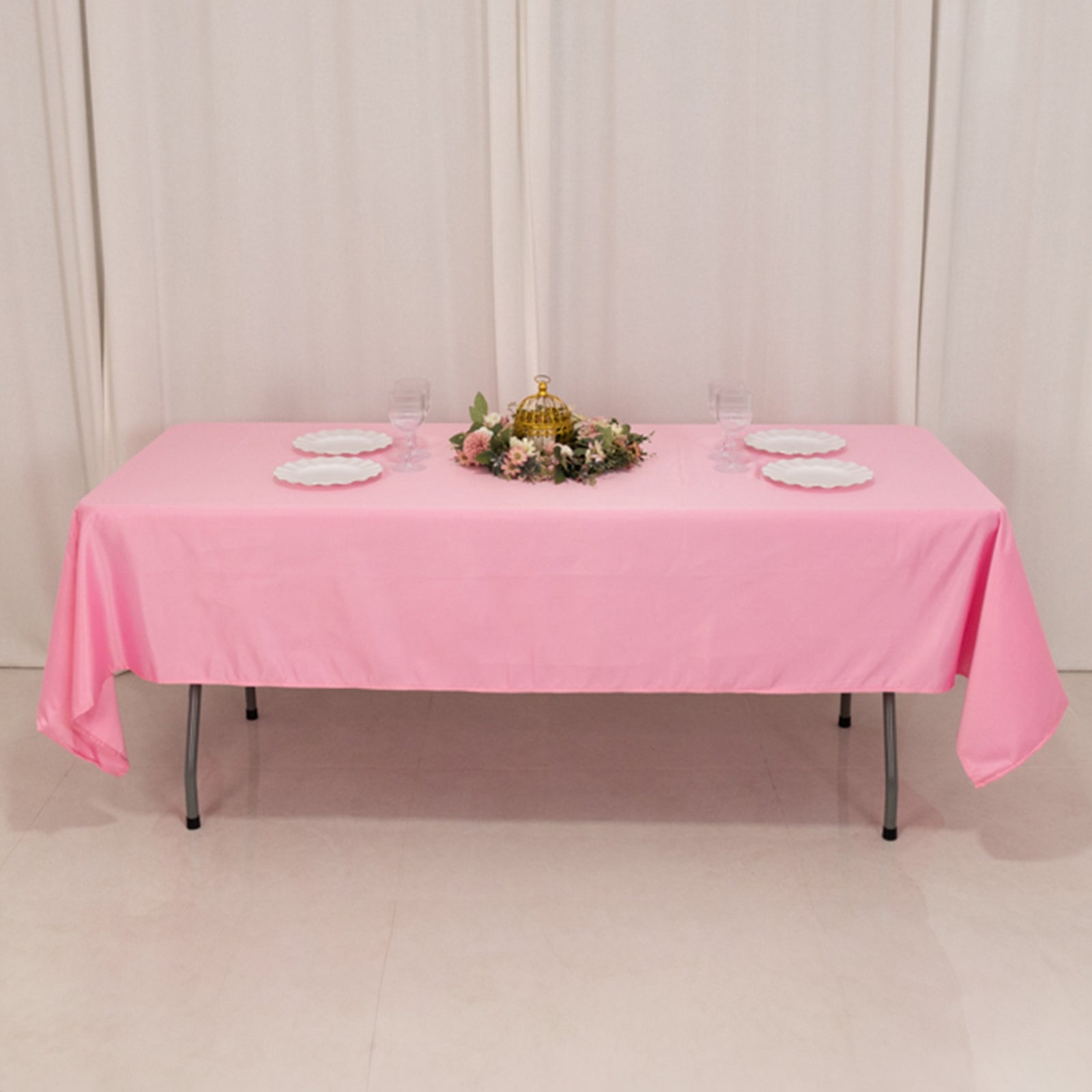Lamour Satin 60x102 Rectangle Tablecloth Pink - Durable & Silky Soft Feel Table Cover