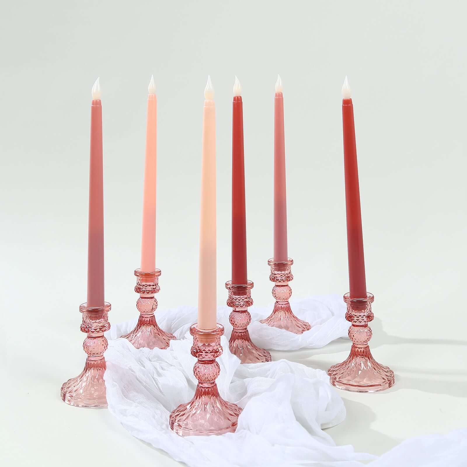 8-Pack LED Flickering Lighting Mixed Pink - Flameless Battery Operated Taper Candles 11