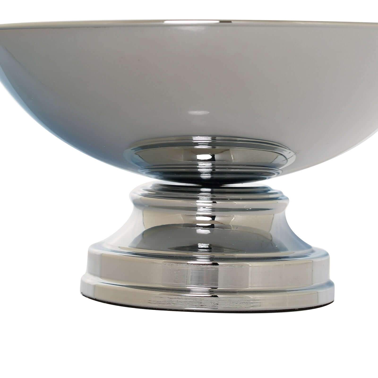 Metal Pedestal Flower Pot Round Design Metallic Silver - Floating Candle Bowl and Display Dish 12