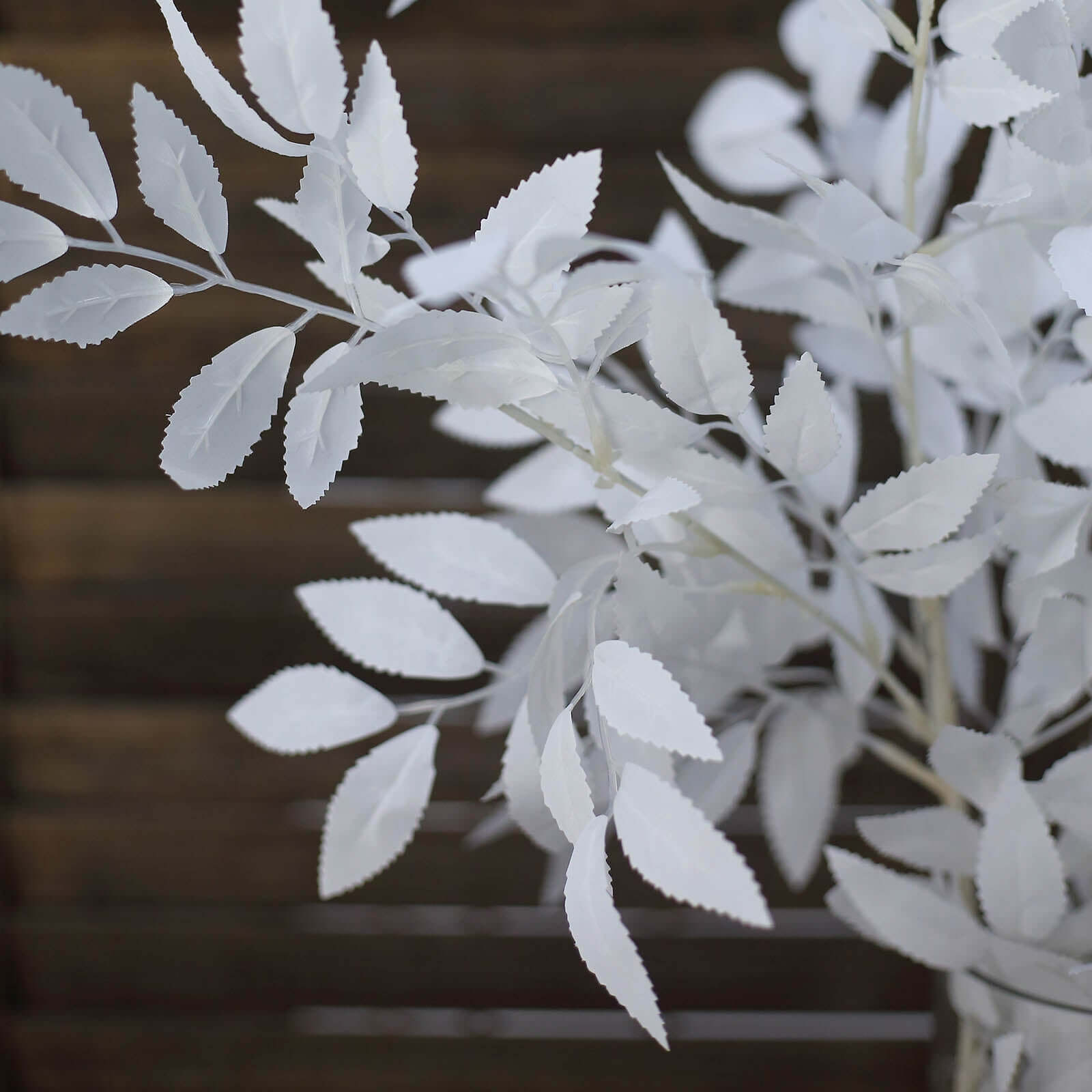 2 Bushes 42 Tall White Artificial Silk Beech Leaf Branches, Faux Plant Stem Vase Fillers