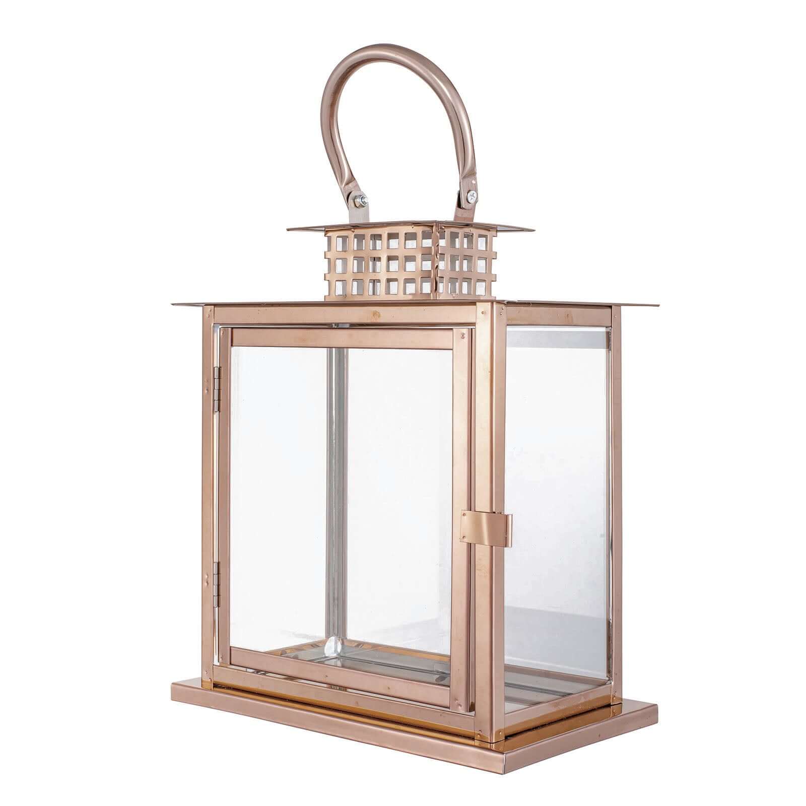 Stainless Steel Candle Lantern Cage Top Design Rose Gold - Outdoor Metal Patio Lantern Centerpiece 10