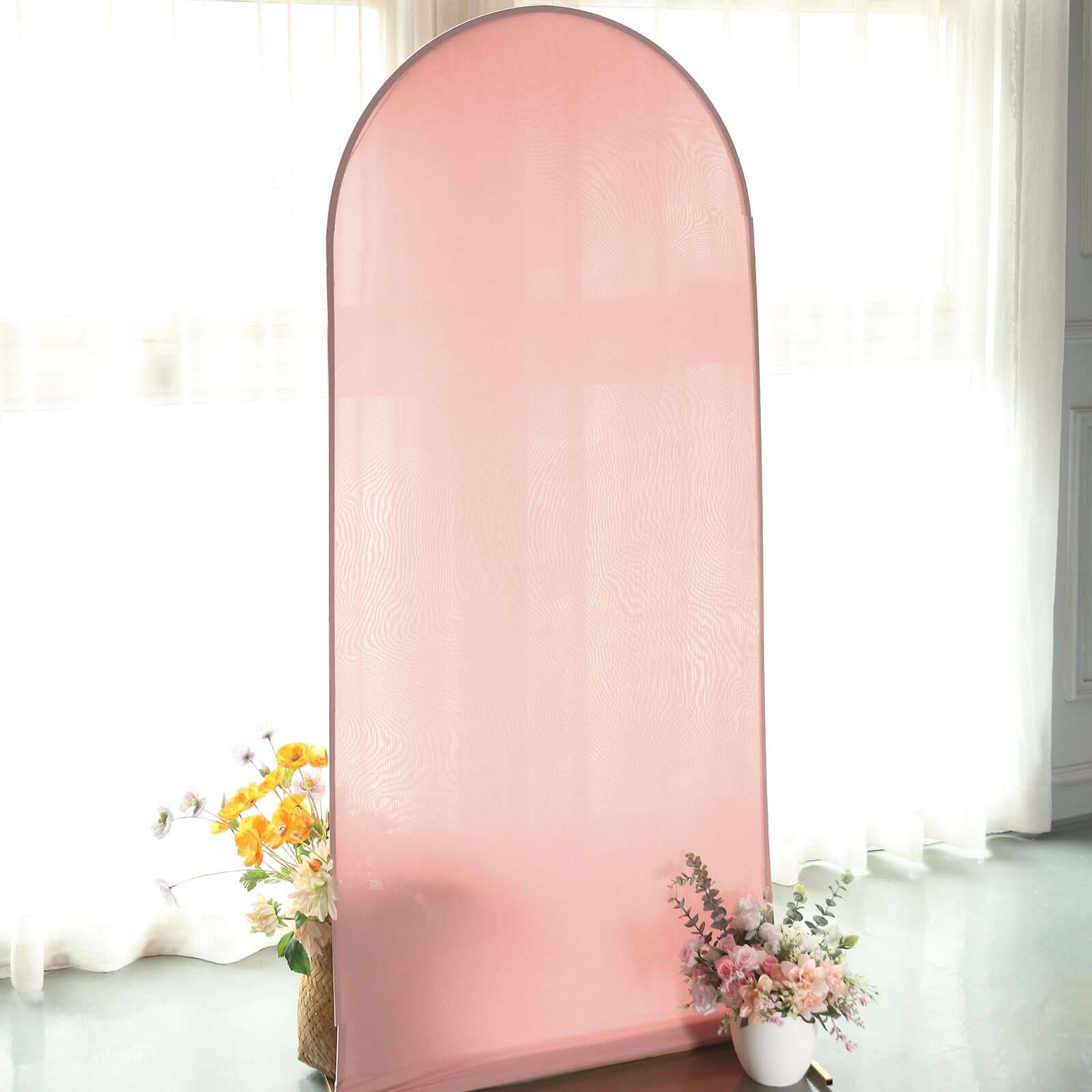 6ft Matte Dusty Rose Spandex Fitted Chiara Backdrop Stand Cover For Round Top Wedding Arch