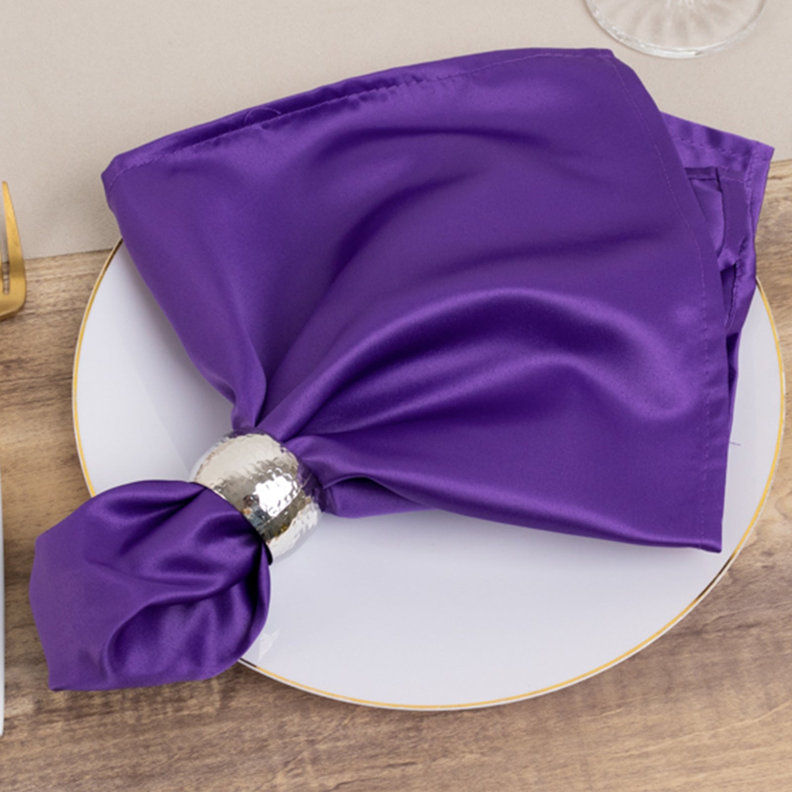 5 Pack Lamour Satin 20x20 Napkins Purple - Soft Matte Finish Dinner Napkins