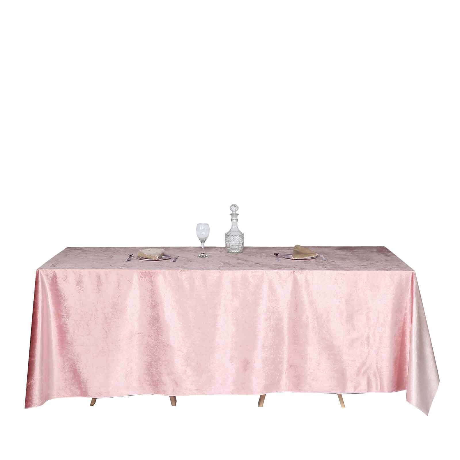 Premium Velvet 90x132 Rectangle Tablecloth Blush - Reusable Soft & Seamless Table Cover