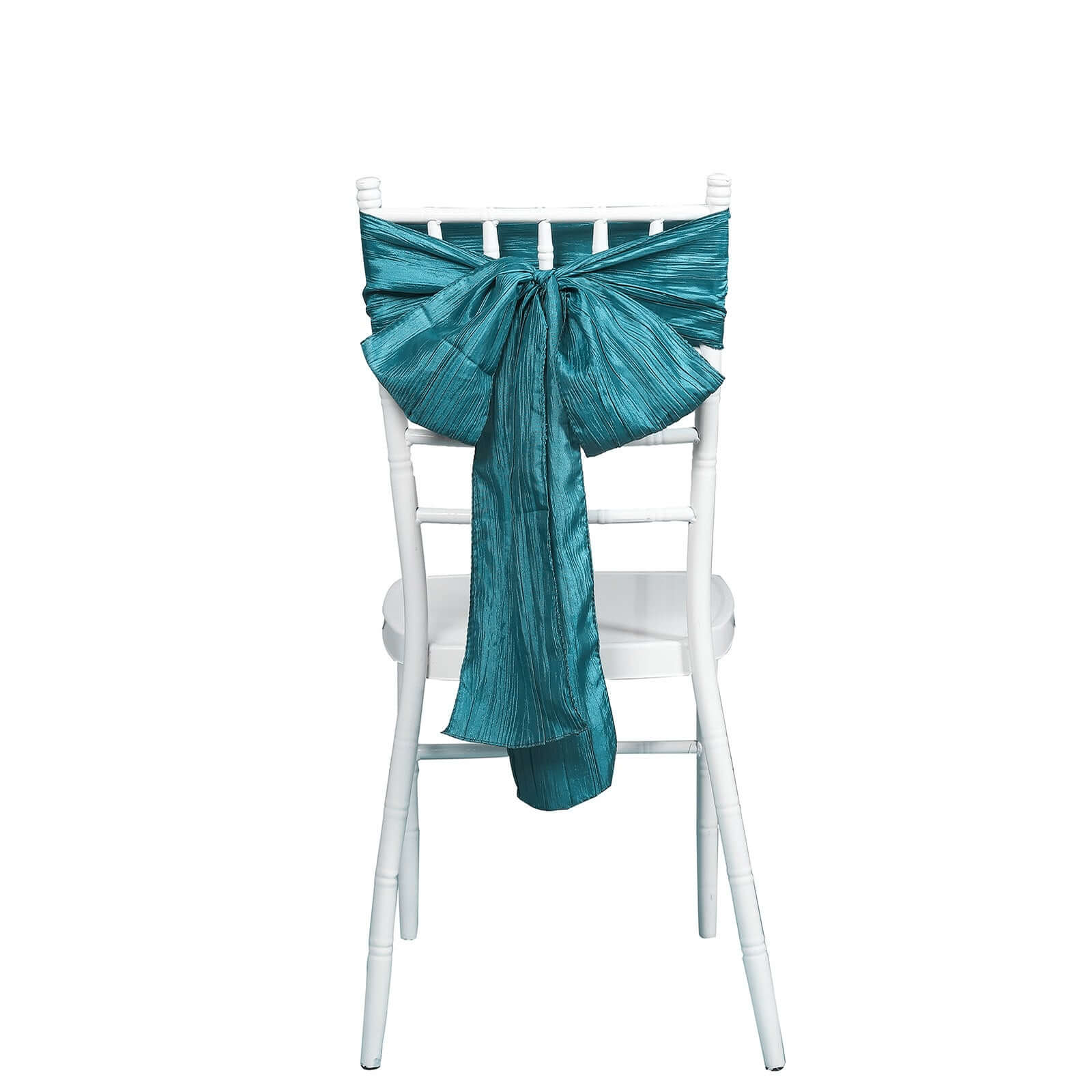 5 Pack Taffeta 6x106 Chair Sashes Teal Accordion Crinkle Texture - Stylish Decor for Weddings & Gatherings