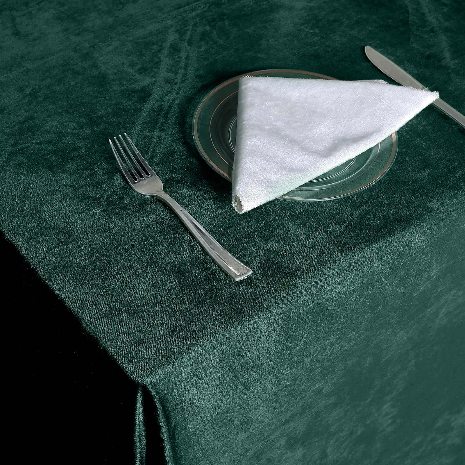 Premium Velvet 90x156 Rectangle Tablecloth Hunter Emerald Green - Reusable Soft & Seamless Table Cover