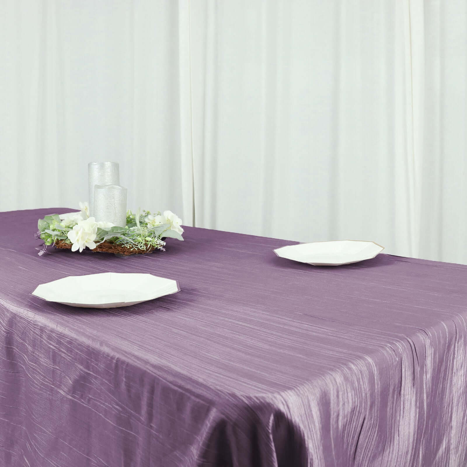 Taffeta 60x102 Rectangle Tablecloth Violet Amethyst - Accordion Crinkle Table Cover