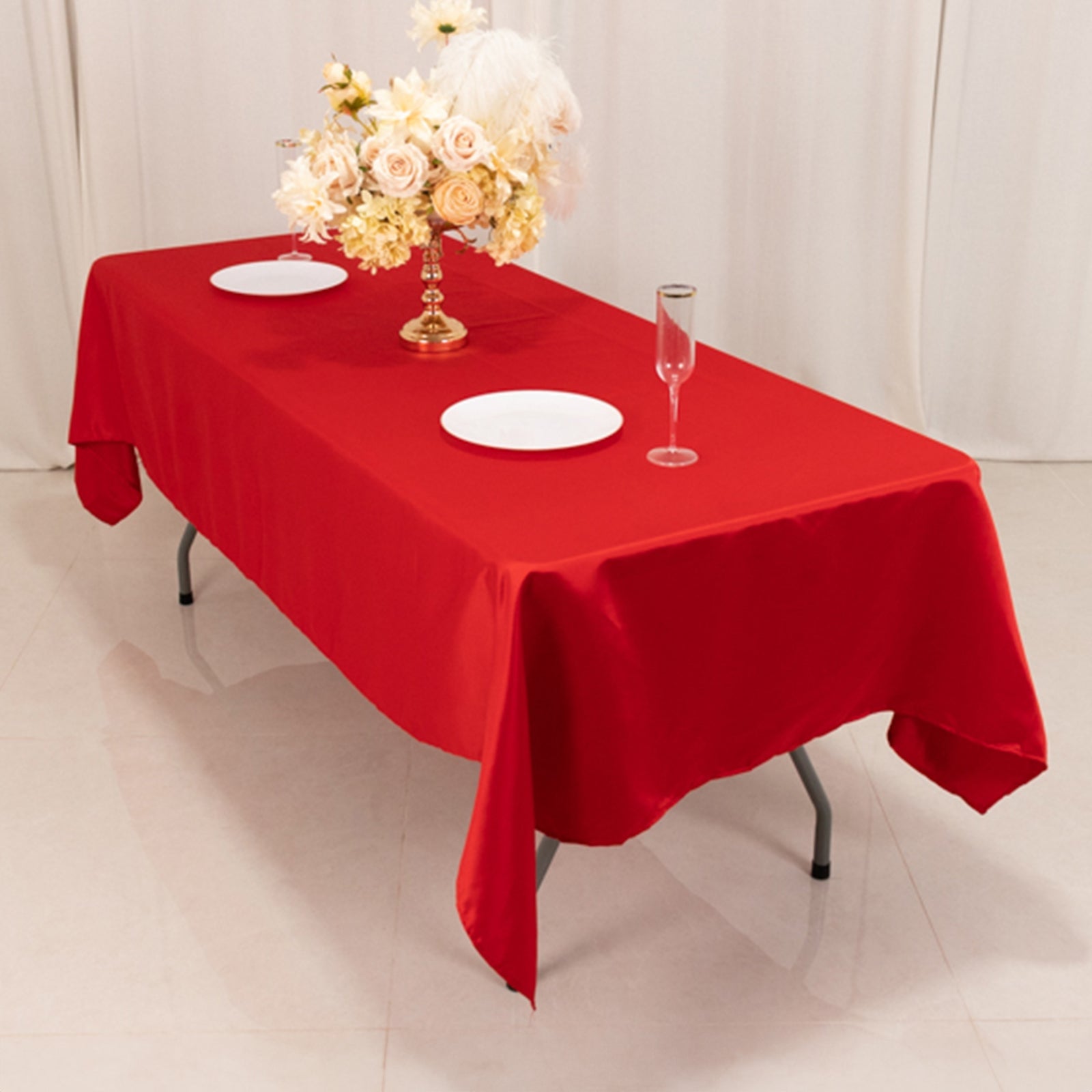 Lamour Satin 60x102 Rectangle Tablecloth Red - Durable & Silky Soft Feel Table Cover