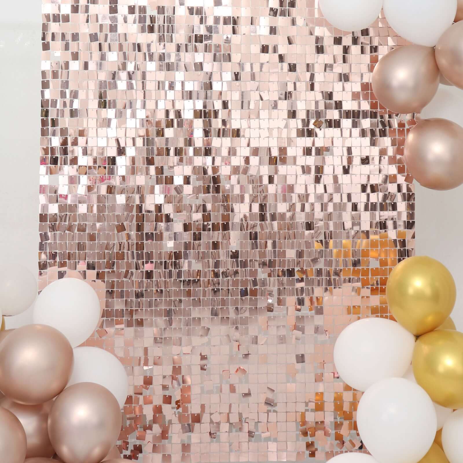 10sq.ft Shiny Rose Gold Square Sequin Shimmer Wall Party Photo Backdrop, Active Spangle Wall Art Décor Panels - 10 Panels