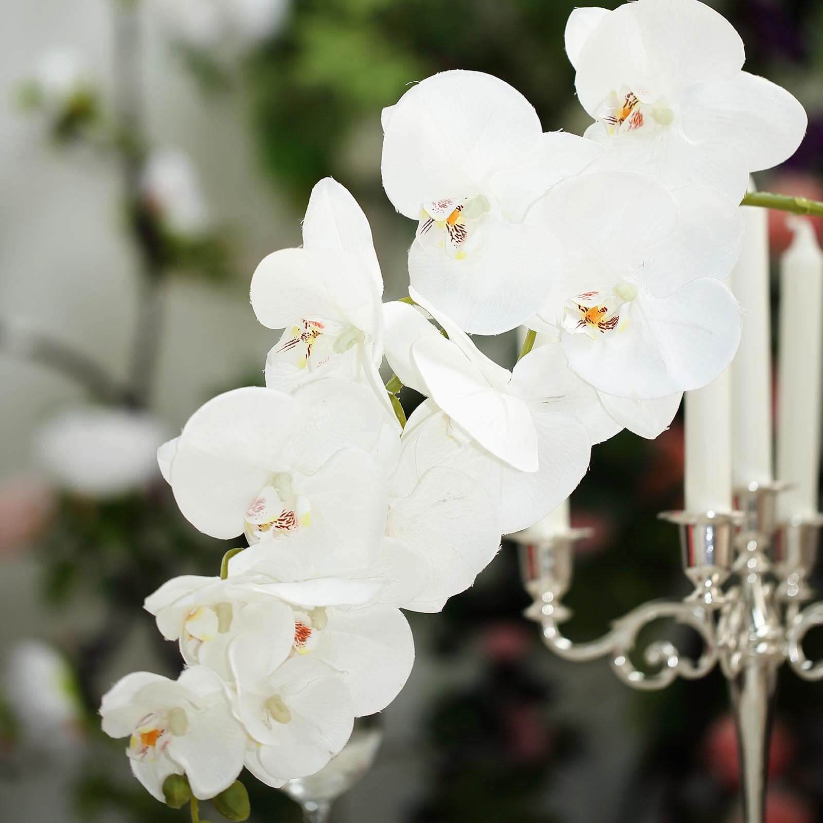 2 Stems 40 Tall White Artificial Silk Orchid Flower Bouquets