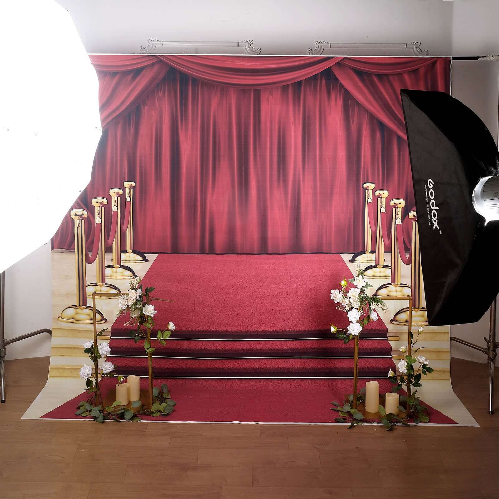 8ftx8ft Hollywood Red Carpet and Curtain Vinyl Photography Backdrop