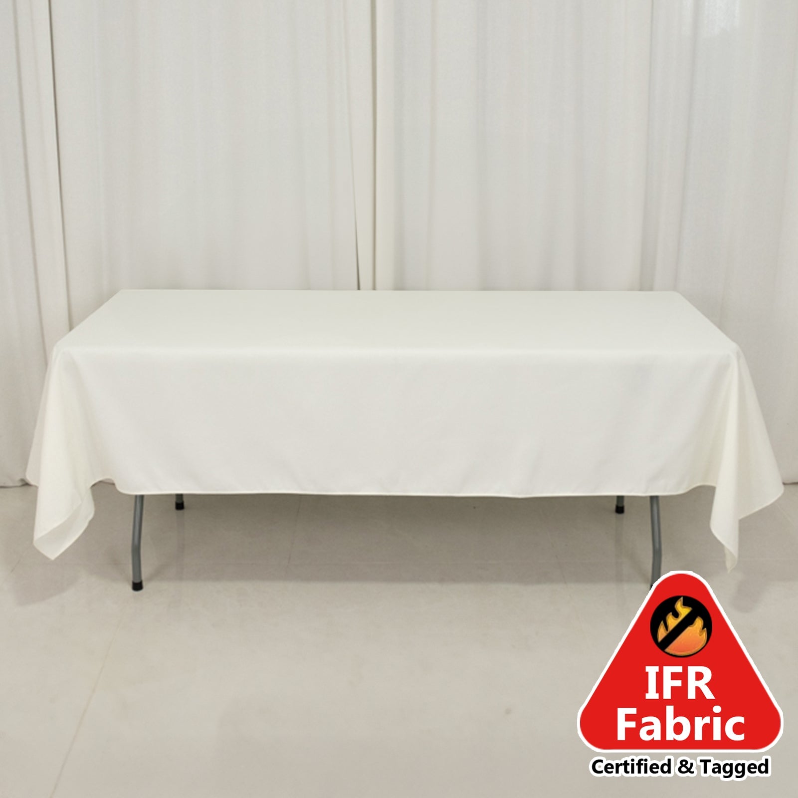 Fire Retardant Premium Polyester 60x102 Rectangular Tablecloth Ivory - High-Performance Table Cover