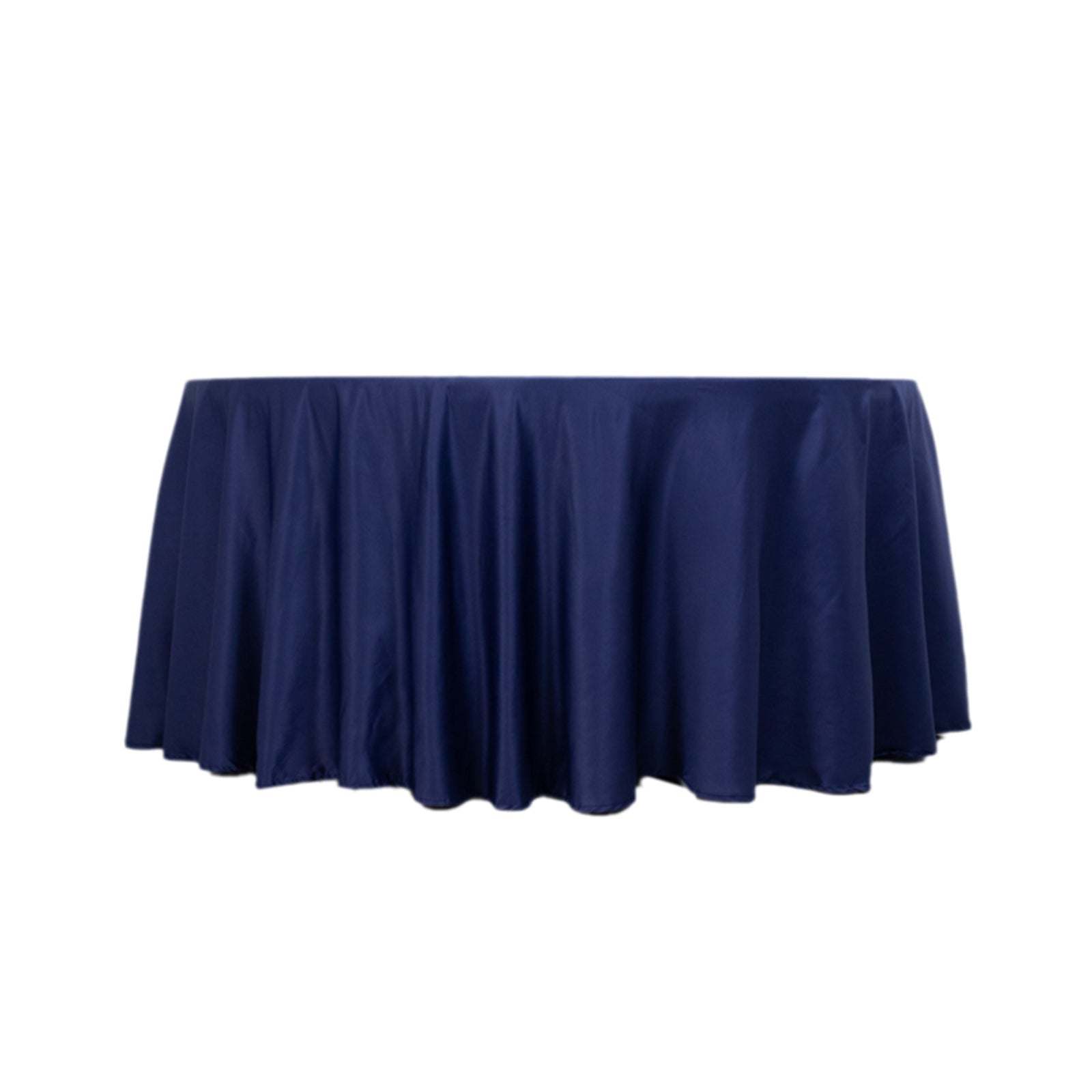 Lamour Satin 120 Round Tablecloth Navy Blue - Seamless Table Cover with Soft Tempered Sheen