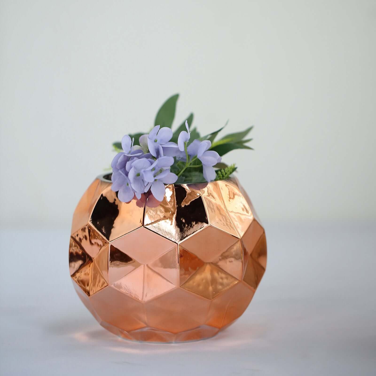 2-Pack Mercury Glass Vases Honeycomb Design Rose Gold - Stylish Geometric Wedding Centerpieces 6