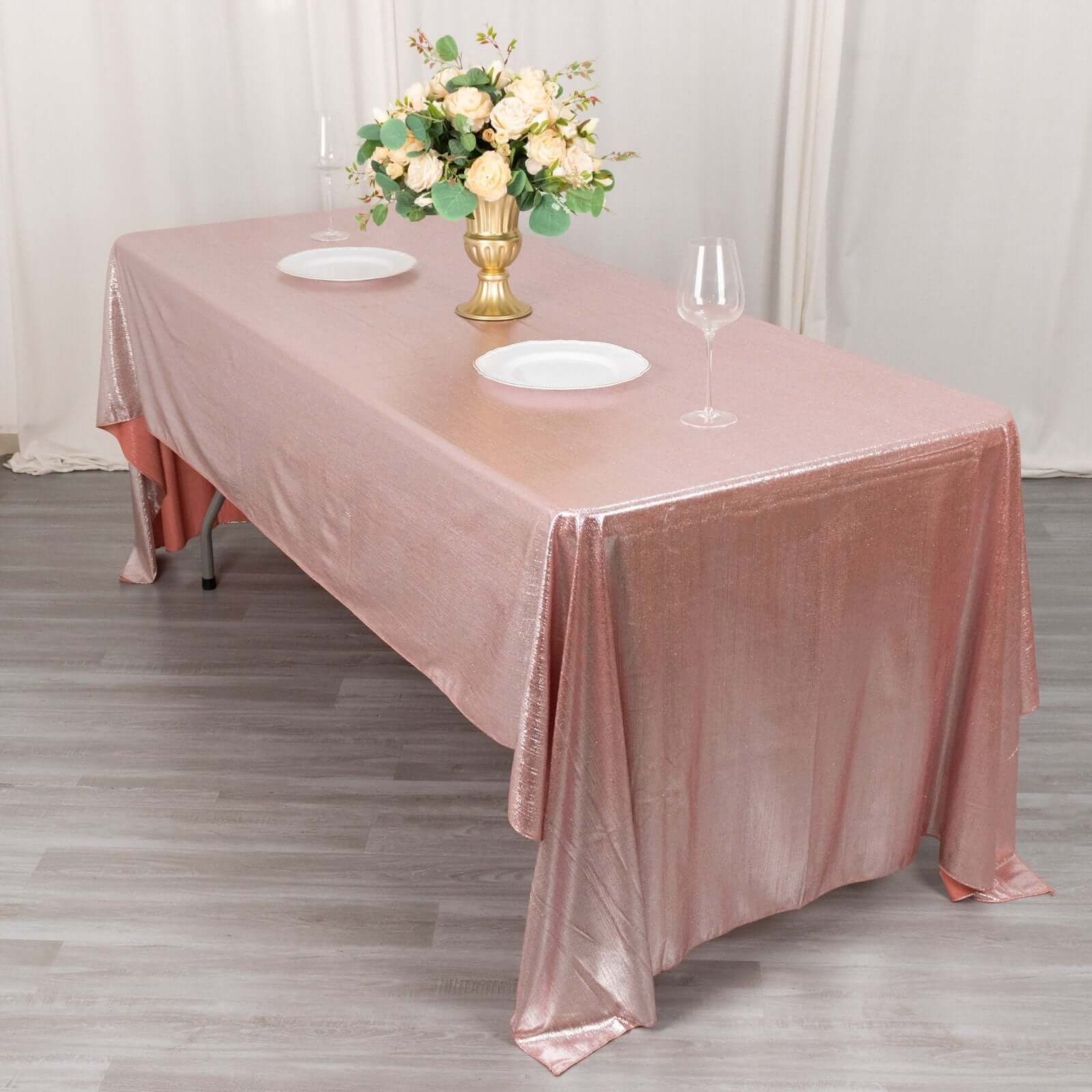 Sequin Dots Polyester 60x126 Rectangle Tablecloth Shimmering Rose Gold - Wrinkle Free & Sparkling Table Cover