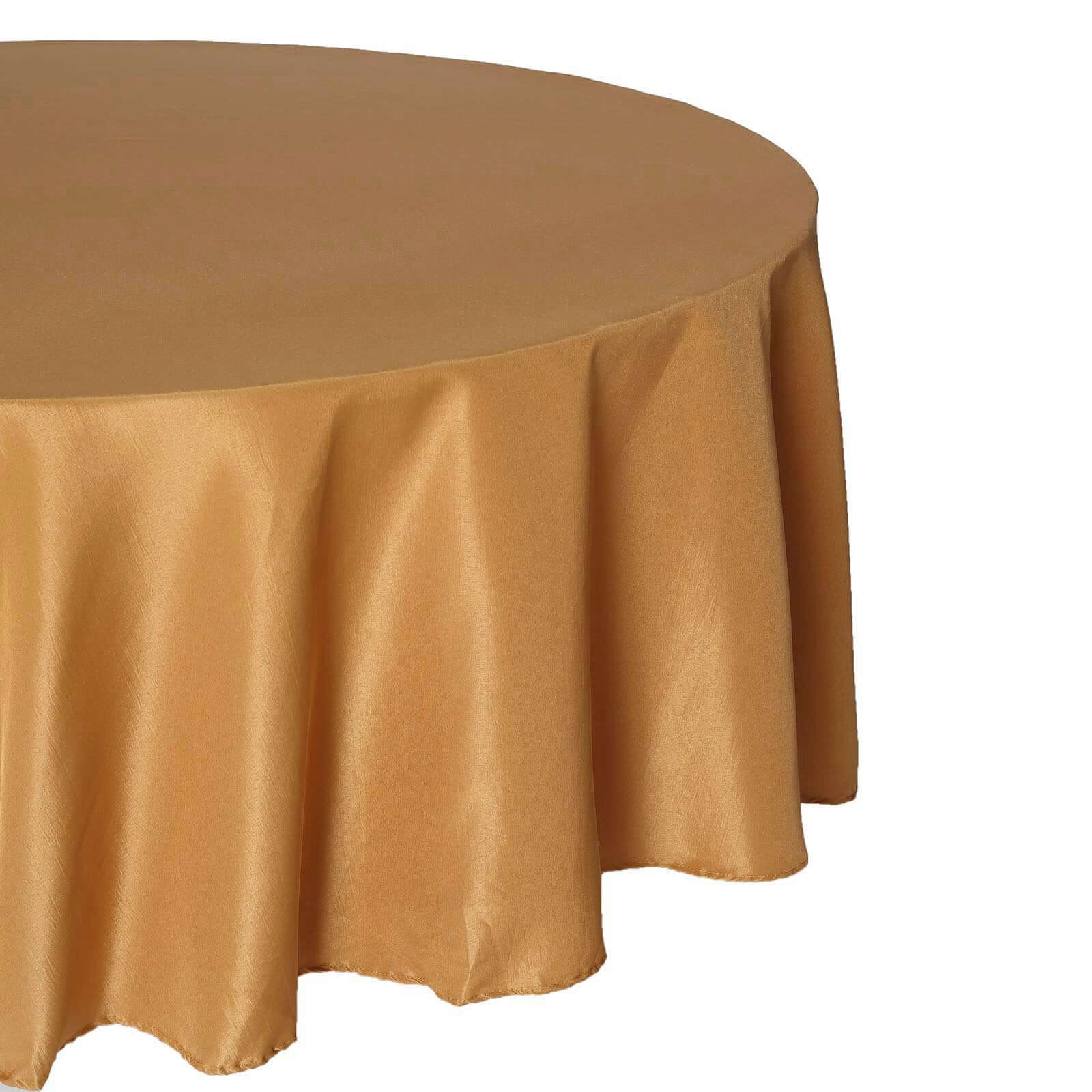 Polyester 120 Round Tablecloth Gold - Seamless Wrinkle-Resistant Design for Weddings