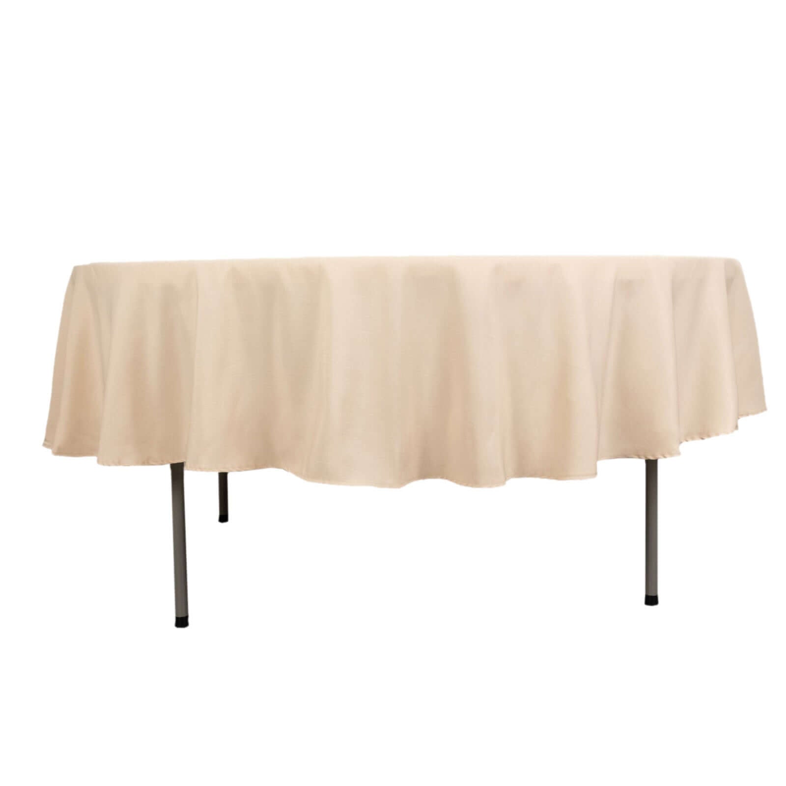 Premium Polyester 90 Round Tablecloth Beige - Stain and Wrinkle-Resistant Design with 220GSM Thickness Table Cover