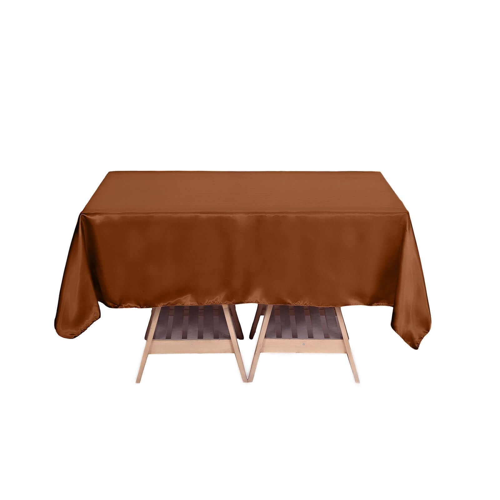 Satin 72x72 Table Overlay Square Tablecloth Cinnamon Brown - Smooth Finish Table Cover