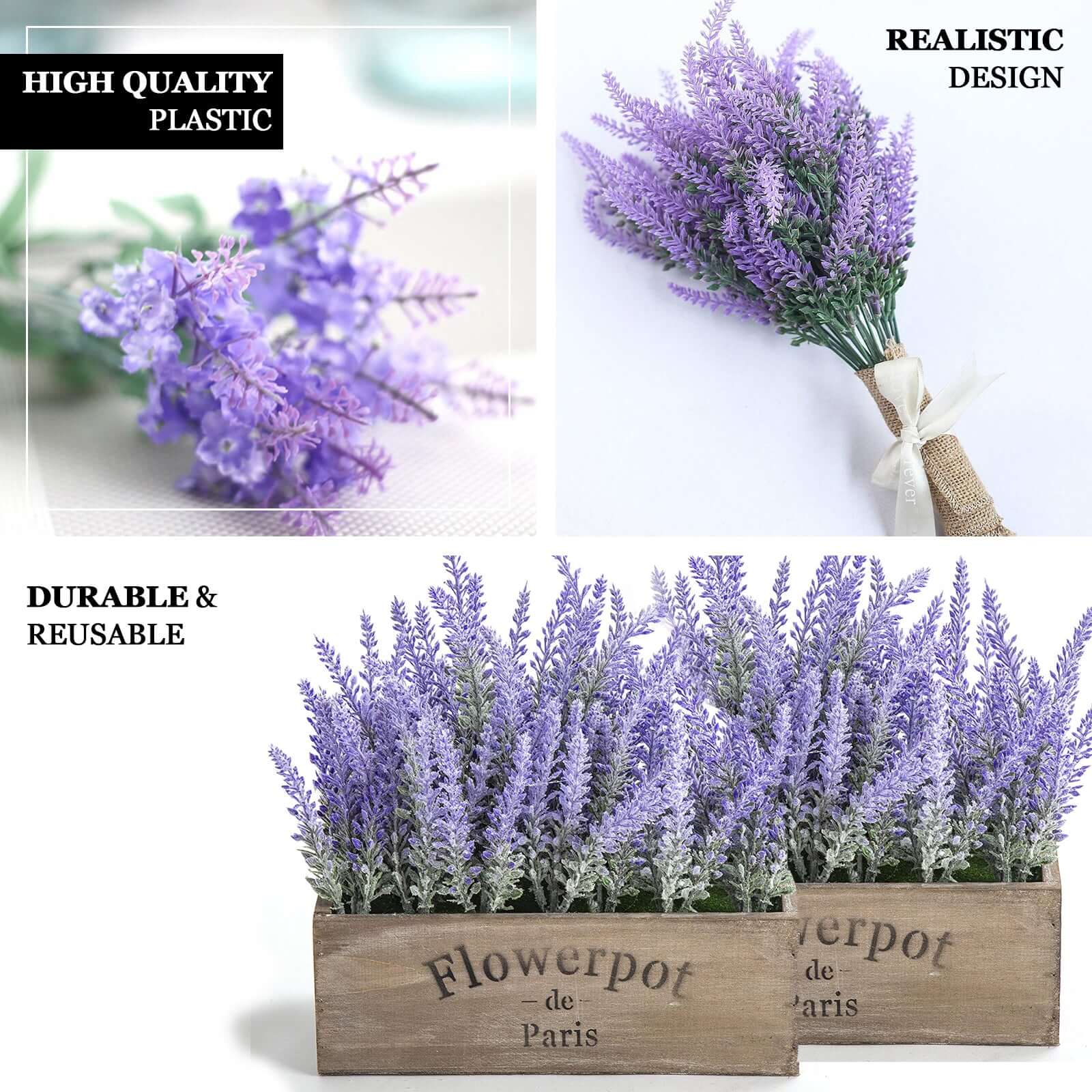 4 Bushes 14 Artificial Lavender Lilac Flower Plant Stems Greenery Bouquet