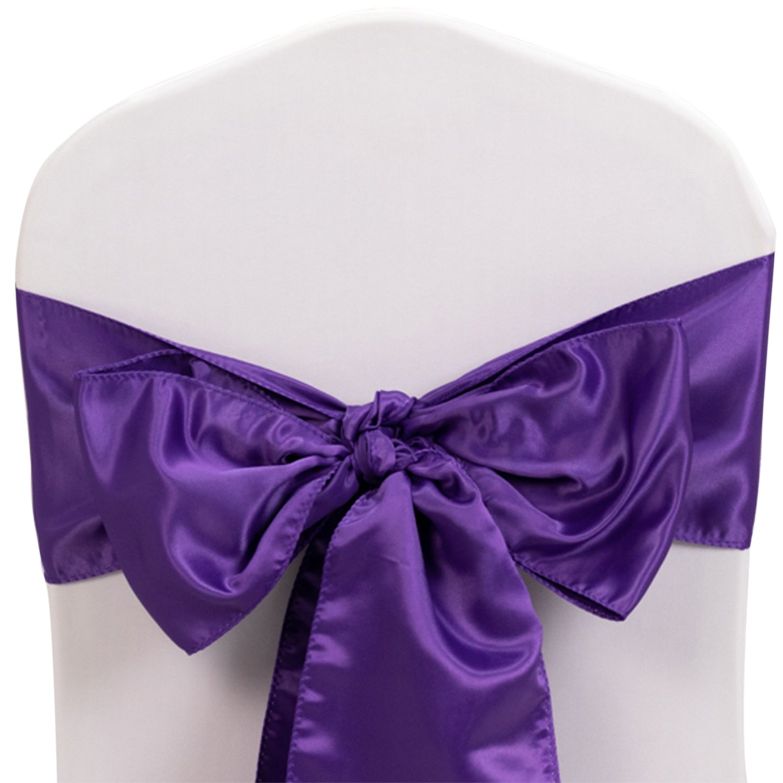 5 Pack Lamour Satin 6x106 Chair Sashes Purple - Stylish Reusable Decorative Bows