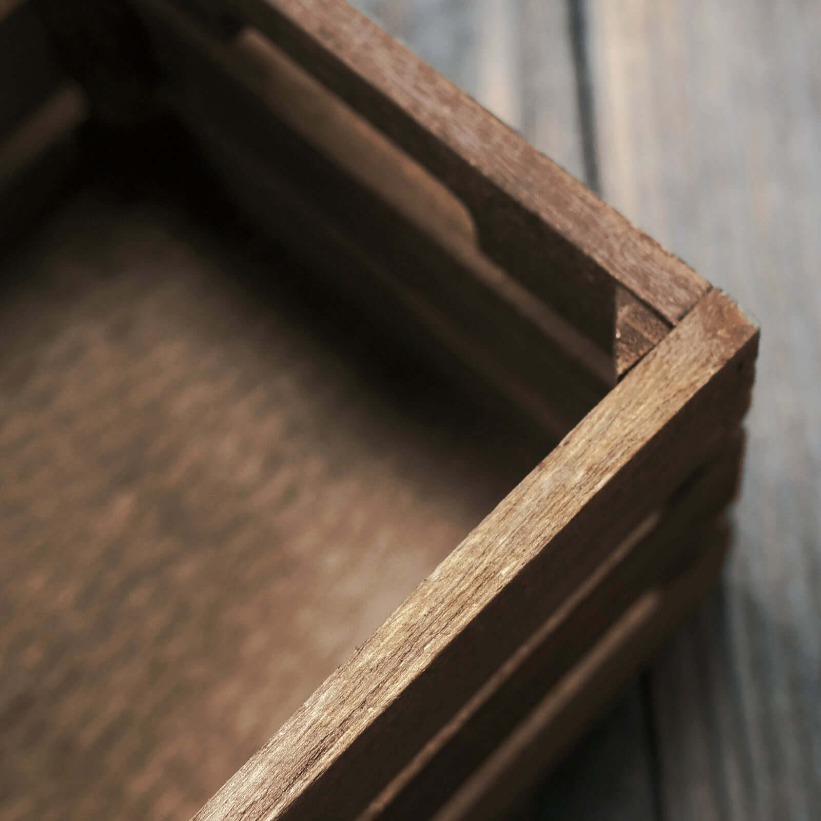 Set of 3 Rustic Wooden Crates Smoked Brown - Multi-Purpose Planters, Storage Containers & Display Risers