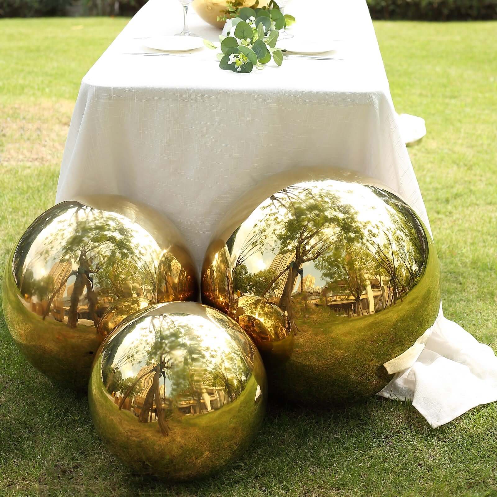 Gazing Globe Mirror Ball Reflective Hollow Stainless Steel Gold Sphere - Decorative Garden Display Ornament 22