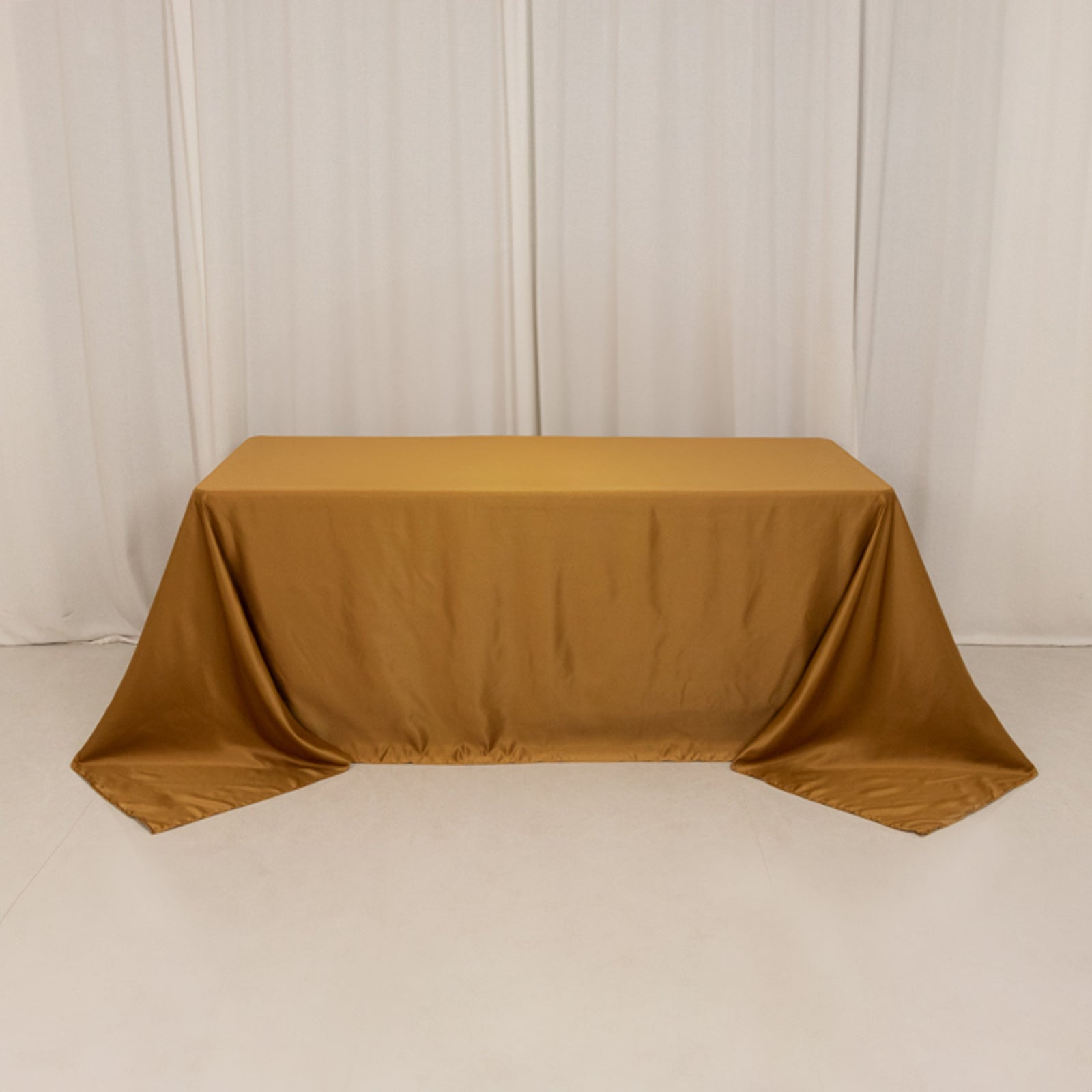 Lamour Satin 90x132 Rectangle Tablecloth Gold - Soft & Silk-Like Seamless Table Cover for Weddings & Parties