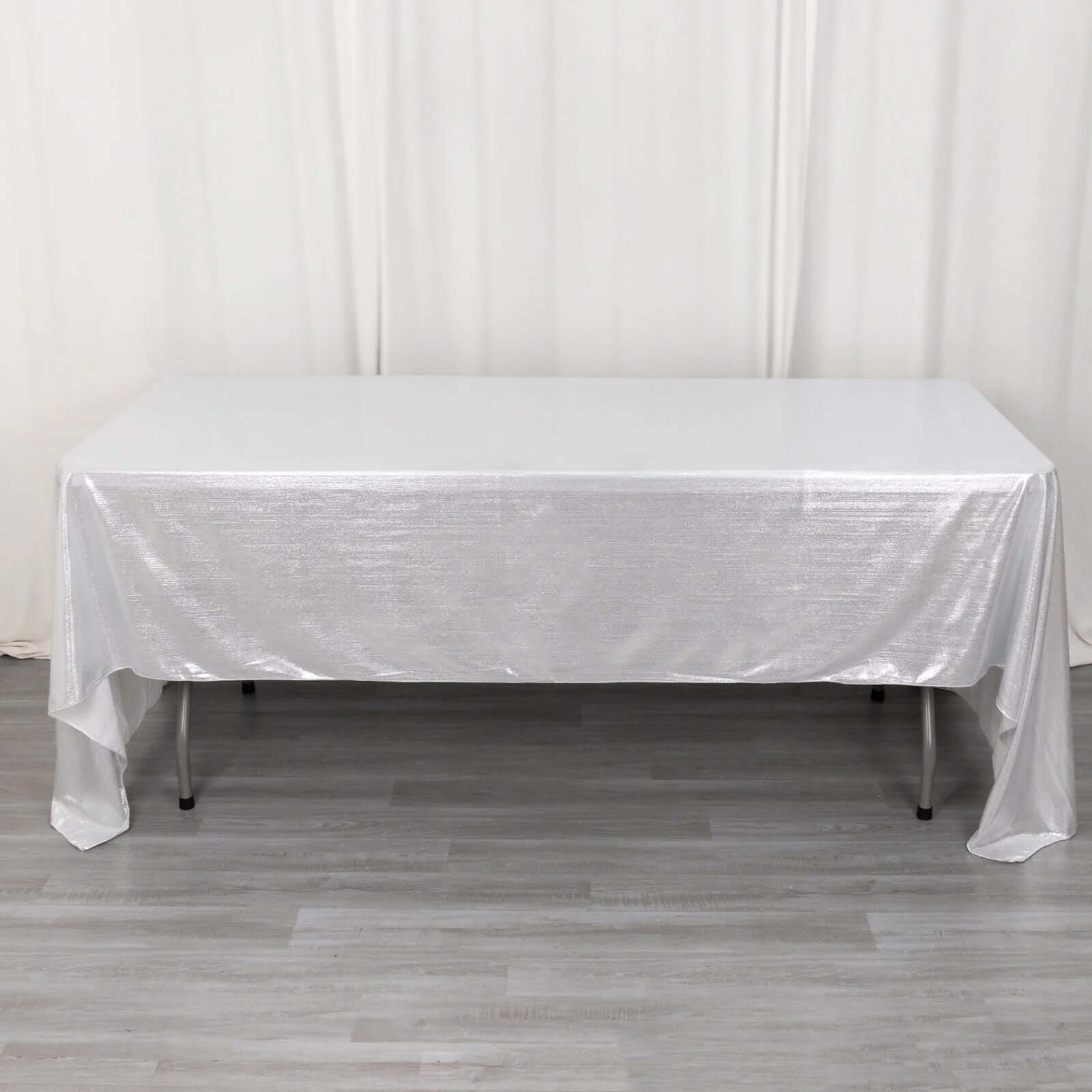 Sequin Dots Polyester 60x126 Rectangle Tablecloth Shimmering Silver - Wrinkle Free & Sparkling Table Cover