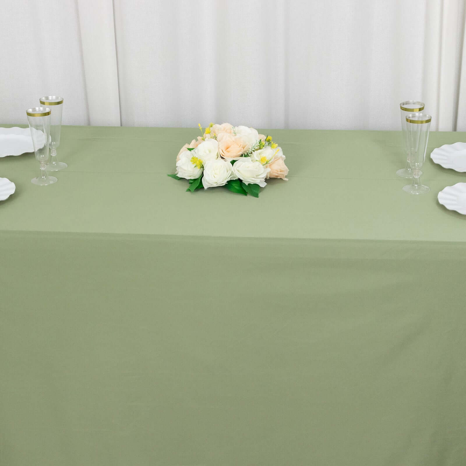 Premium Scuba Rectangular 90x156 Tablecloth Dusty Sage Green - Wrinkle Free, Stain Resistant & Seamless Table Cover